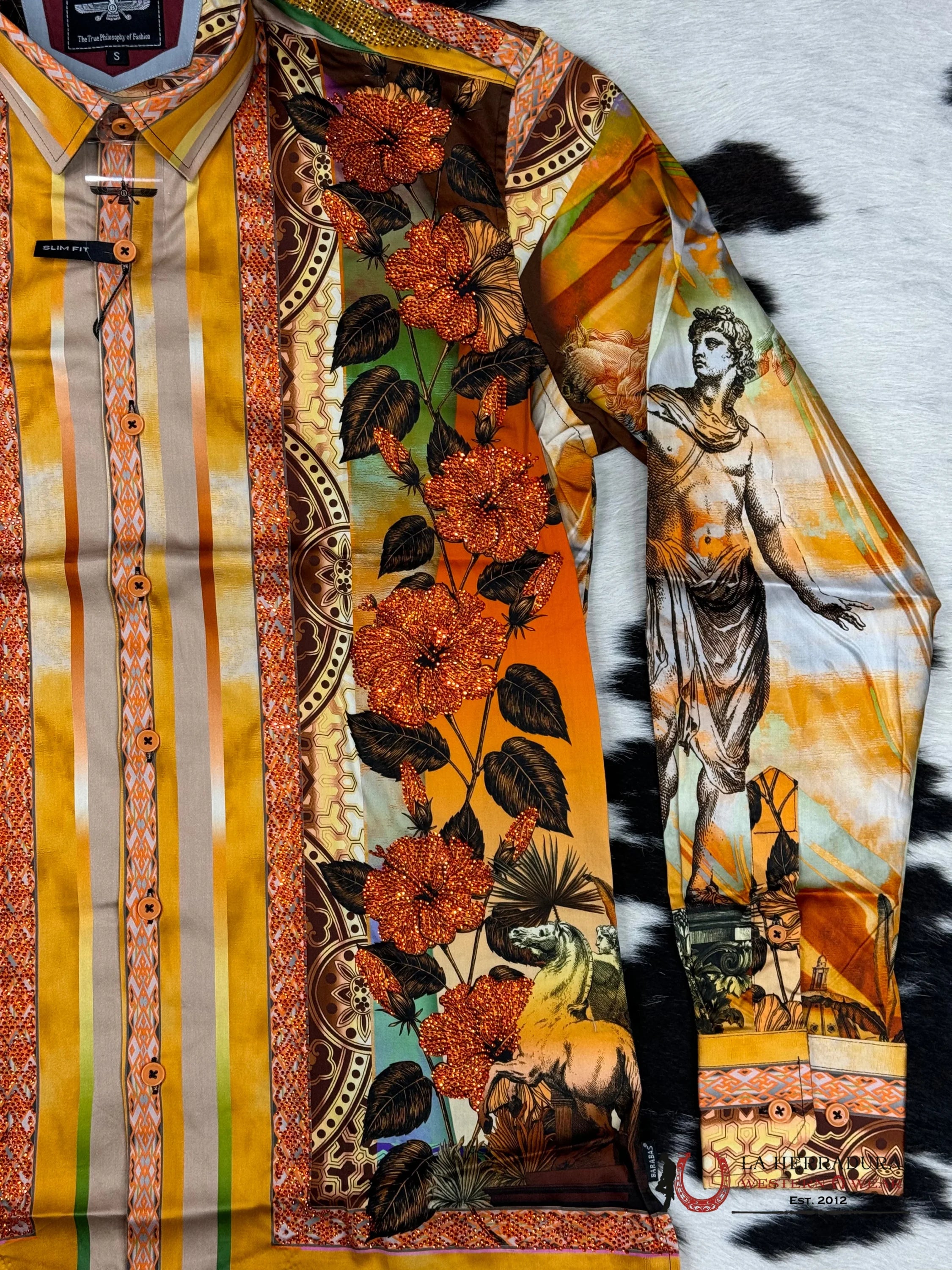 Barabas Pedrería Org-Orange 412 Long Sleeve Shirt Ropa Hombres