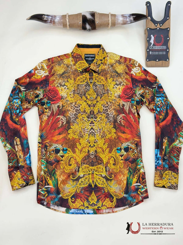 CAMISA HOMBRE PEDRERÍA BÚHO ROJO PR06 DORADO ROJO AZUL MANGA LARGA 4SPR06