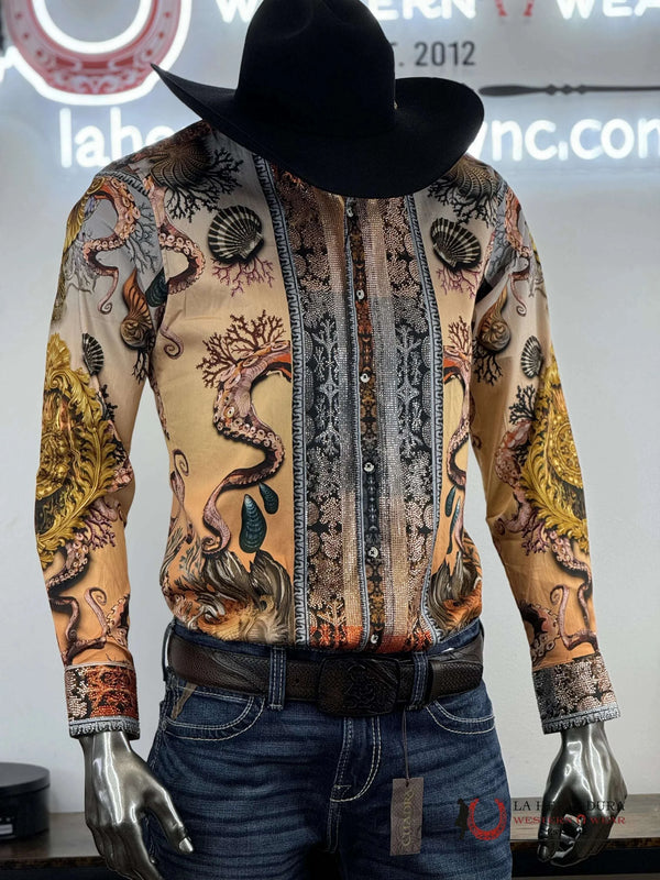 CAMISA HOMBRE MANGA LARGA PEDRERÍA PCH - MELOCOTÓN 3SPR417