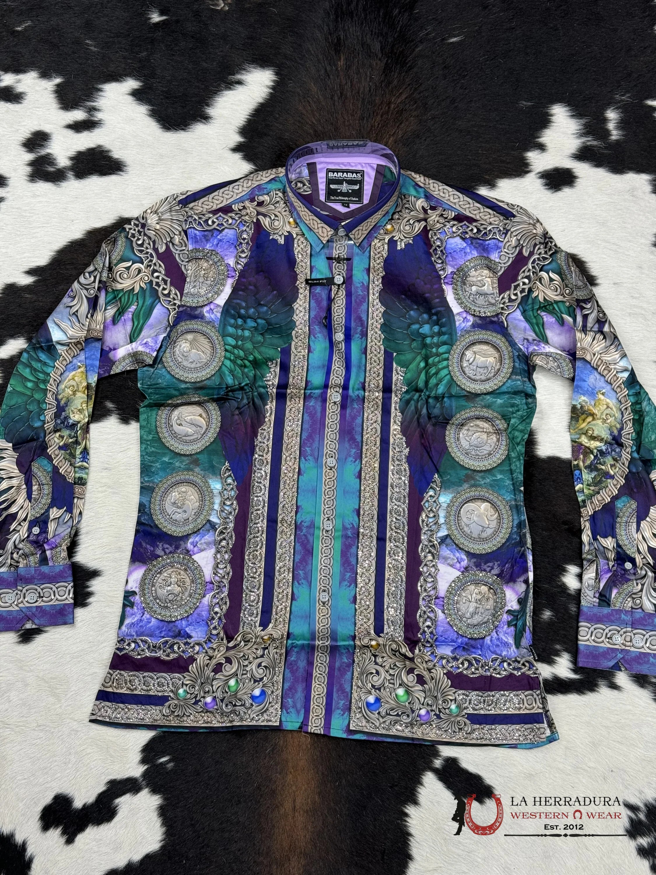 Barabas Pedrería Pur-Purple 411 Long Sleeve Shirt Ropa Hombres