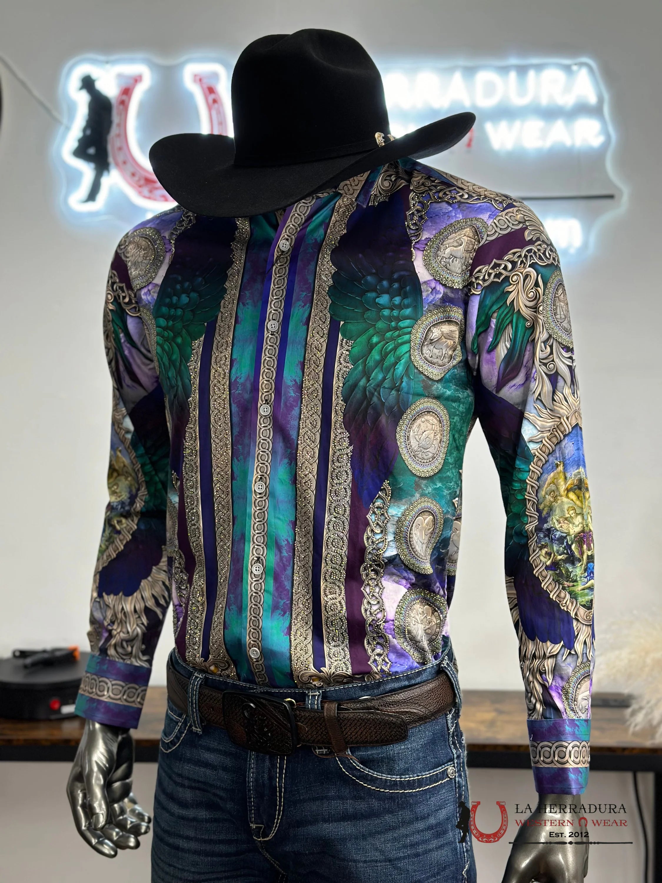 Barabas Pedrería Pur-Purple 411 Long Sleeve Shirt Ropa Hombres