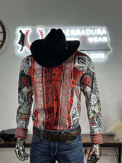 MENS PEDRERIA RED-RED LONG SLEEVE SHIRT SPR962