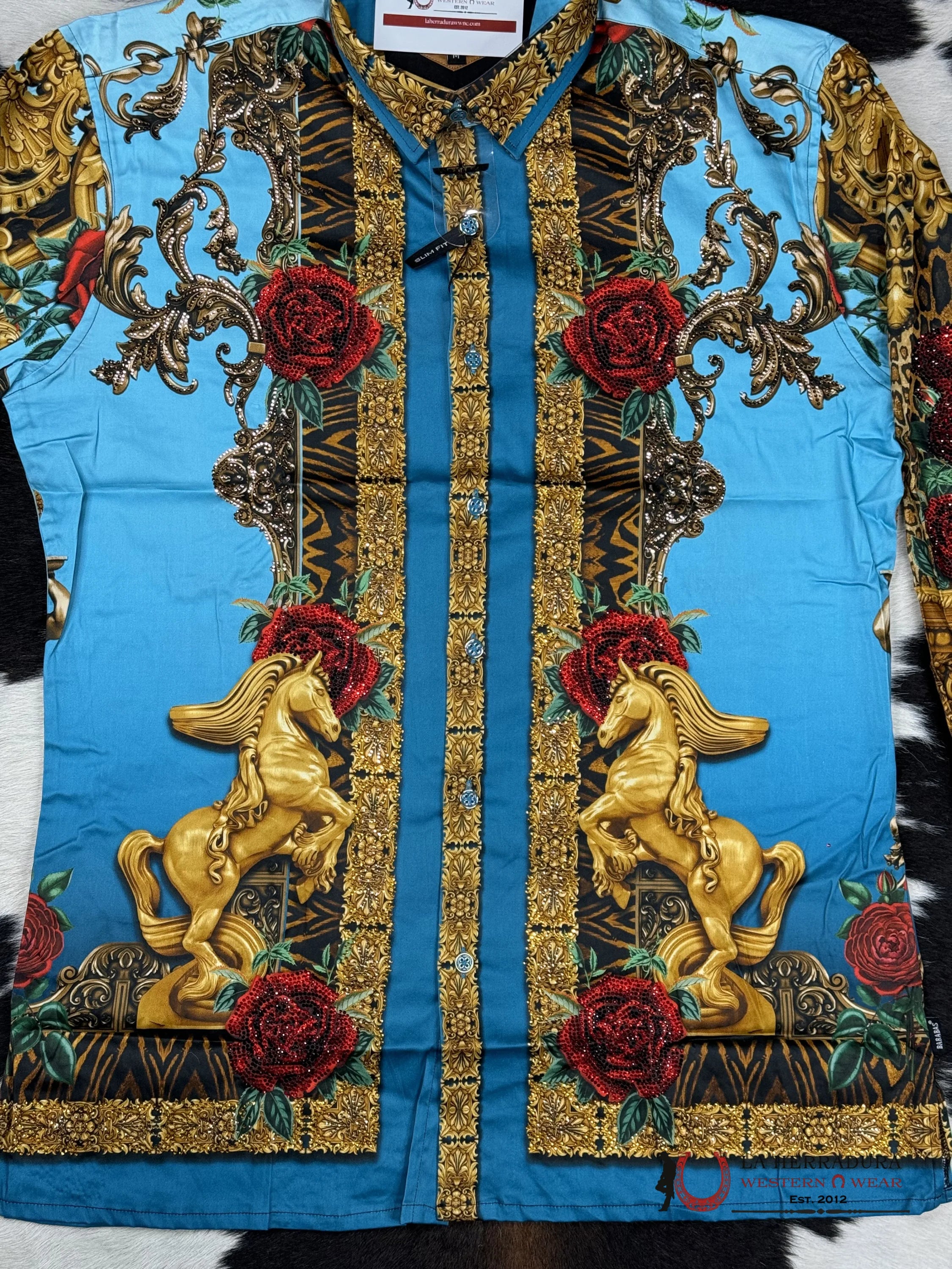 Barabas Pedrería Tur-Turquoise 418 Long Sleeve Shirt Ropa Hombres