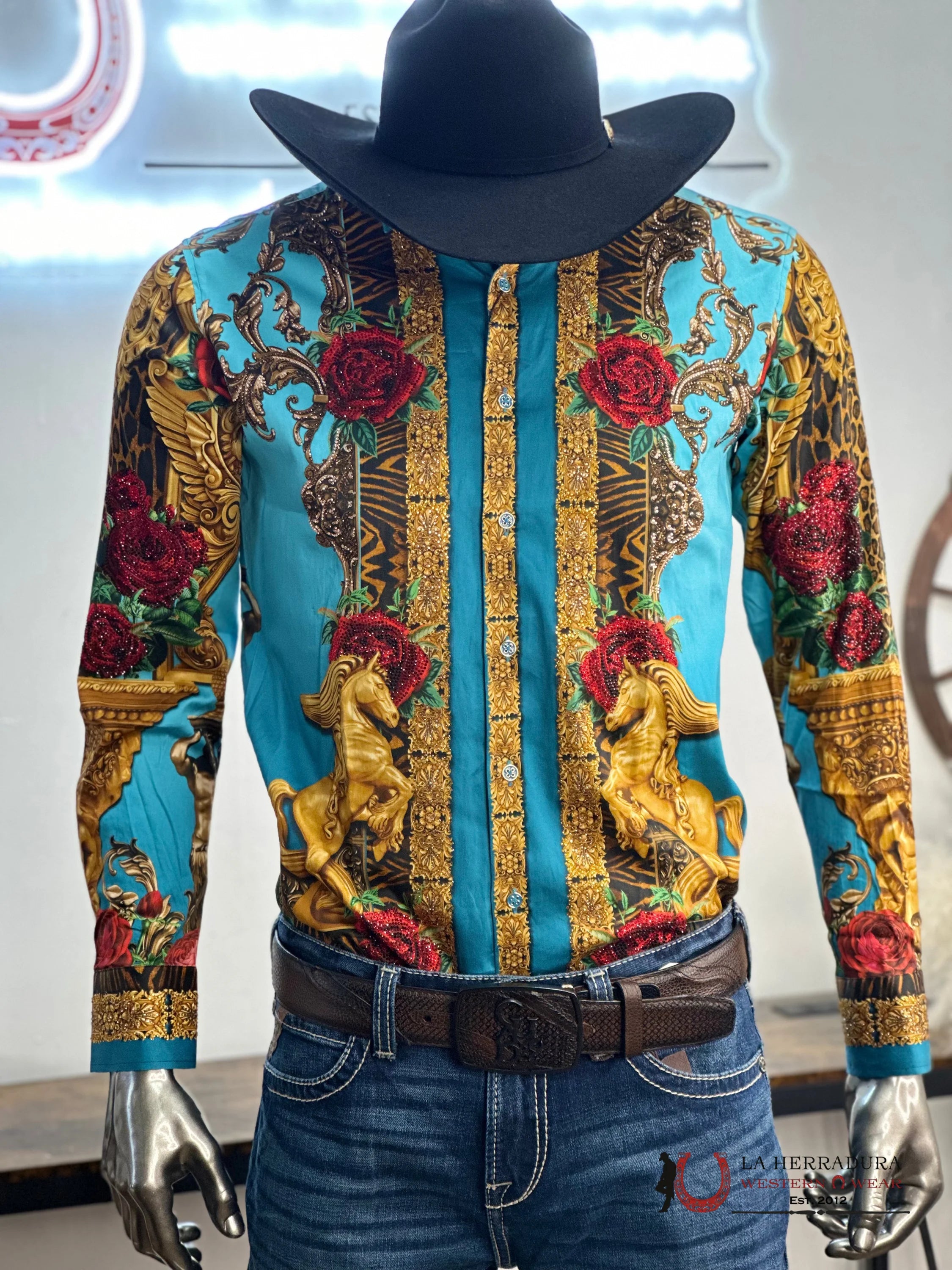 Barabas Pedrería Tur-Turquoise 418 Long Sleeve Shirt Ropa Hombres