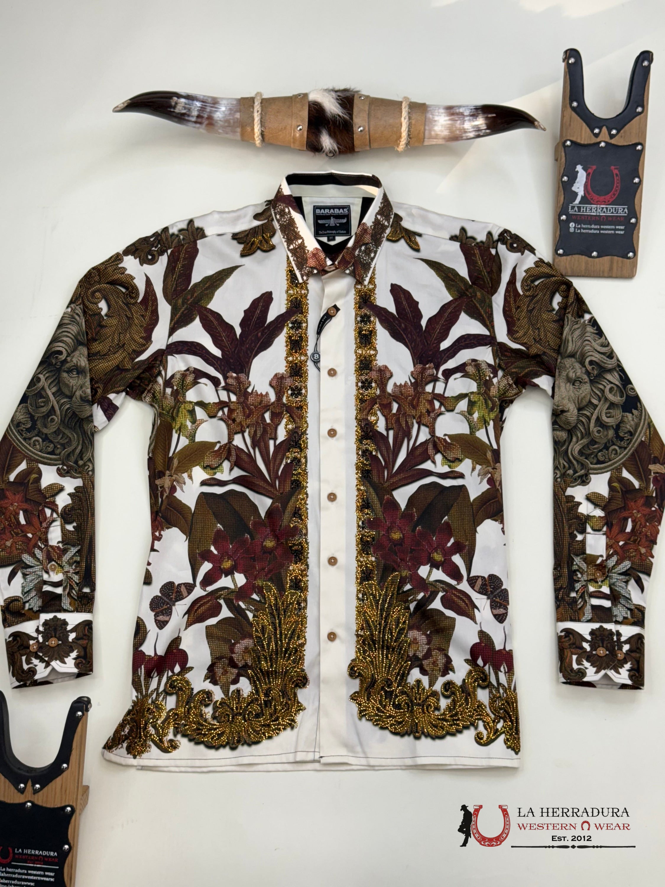 MENS PEDRERIA WHITE FLORAL LEON LONG SLEEVE SHIRT PR428 ROPA HOMBRES