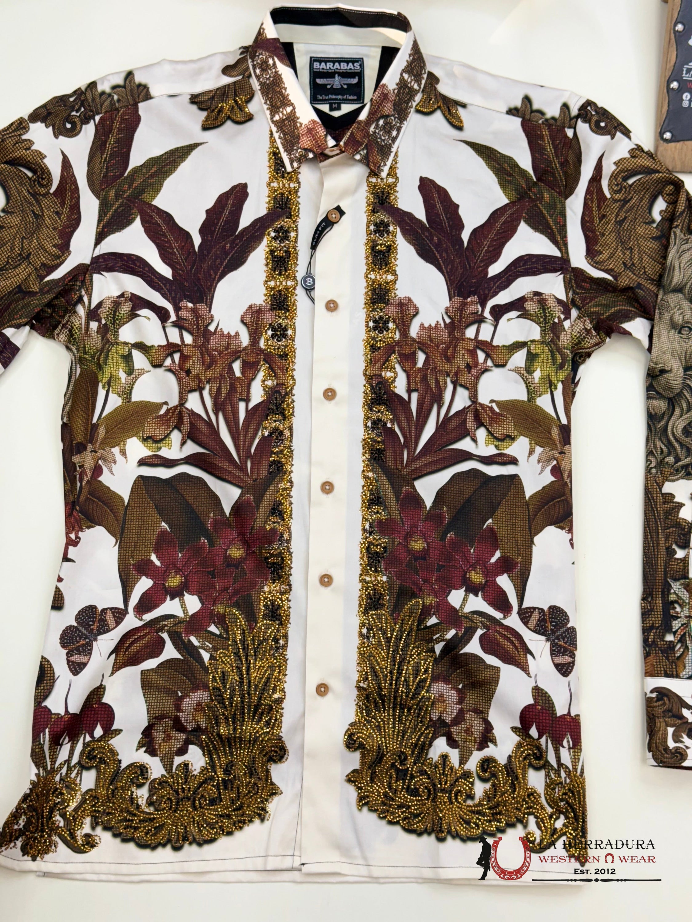 MENS PEDRERIA WHITE FLORAL LEON LONG SLEEVE SHIRT PR428 ROPA HOMBRES