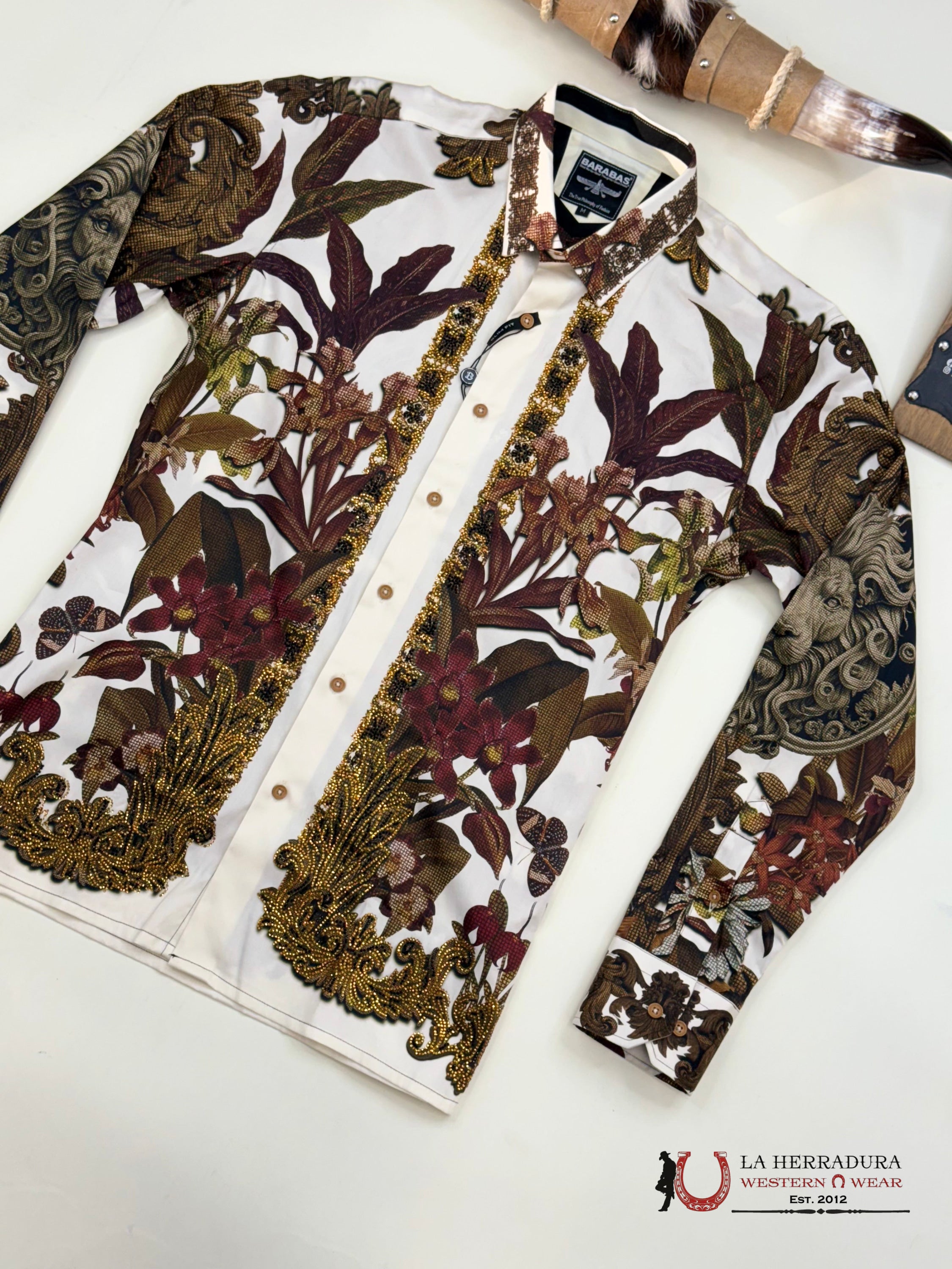 MENS PEDRERIA WHITE FLORAL LEON LONG SLEEVE SHIRT PR428 ROPA HOMBRES