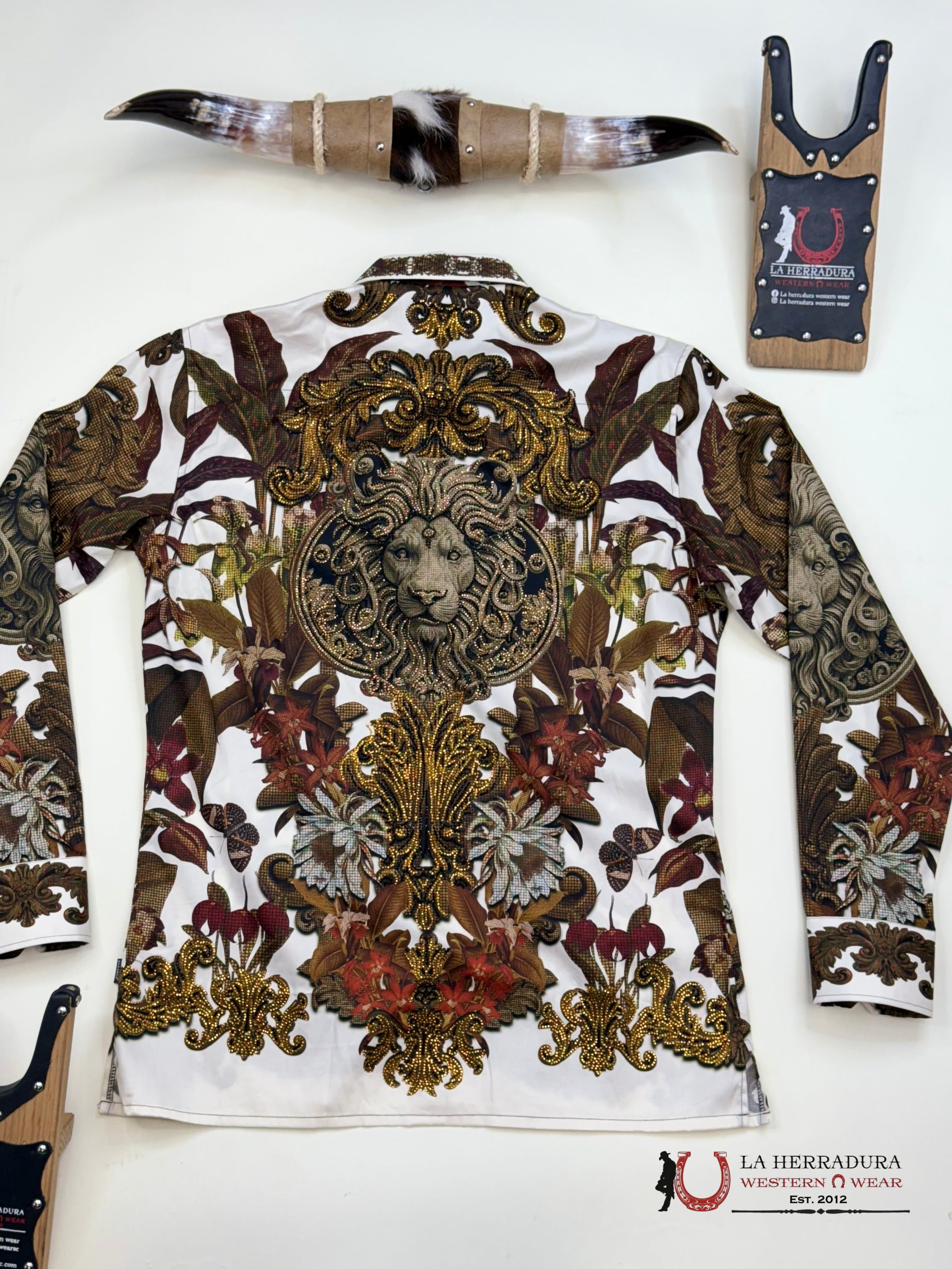 MENS PEDRERIA WHITE FLORAL LEON LONG SLEEVE SHIRT PR428 ROPA HOMBRES