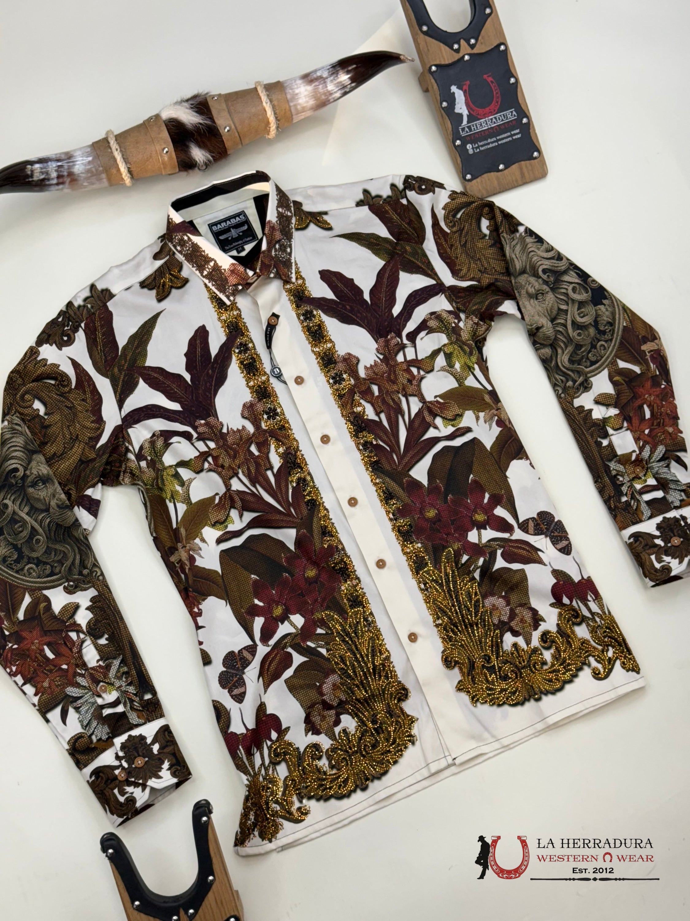 MENS PEDRERIA WHITE FLORAL LEON LONG SLEEVE SHIRT PR428 ROPA HOMBRES