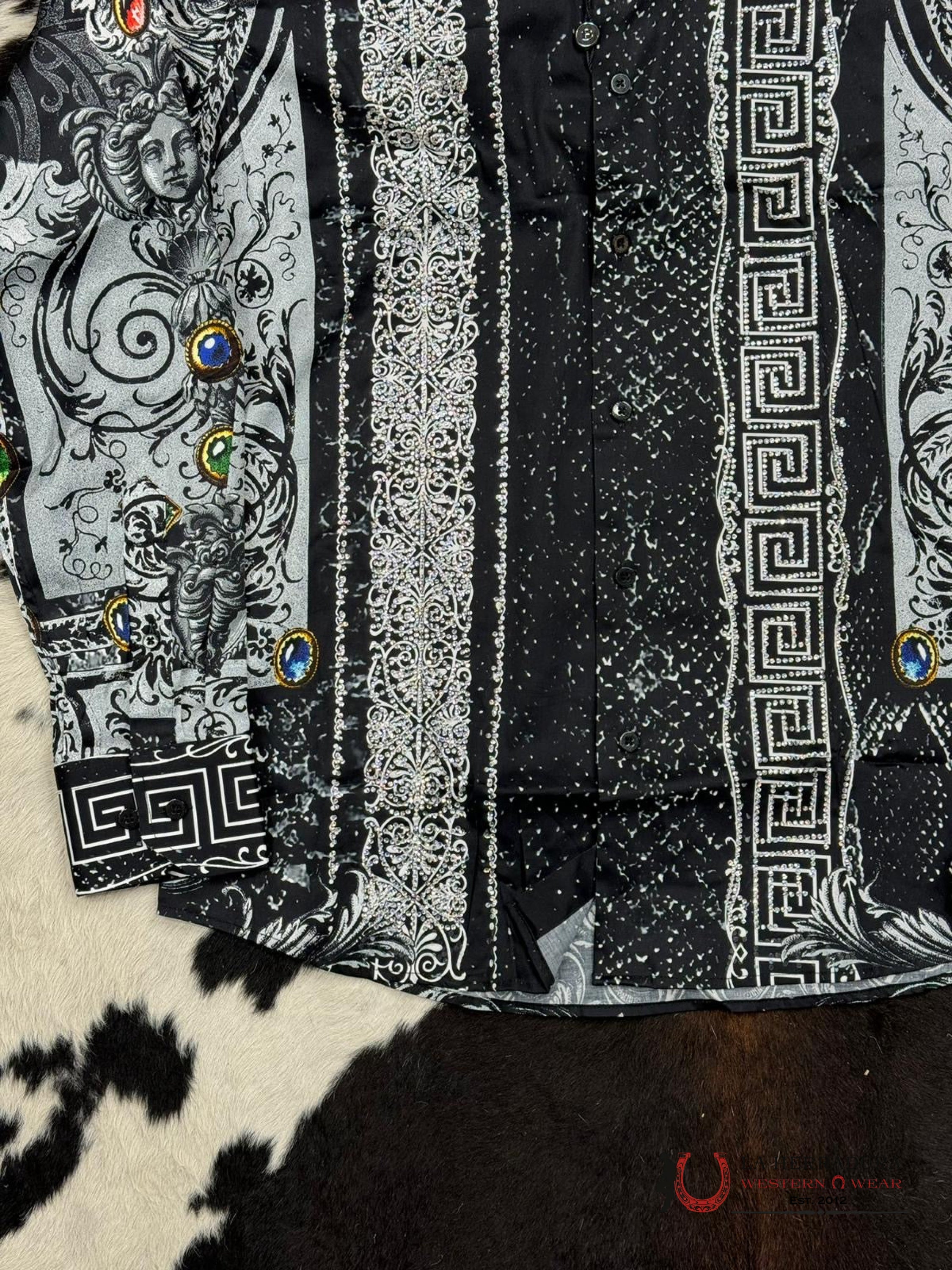 Barabas Pedrería White Joya Long Sleeve Shirt Ropa Hombres