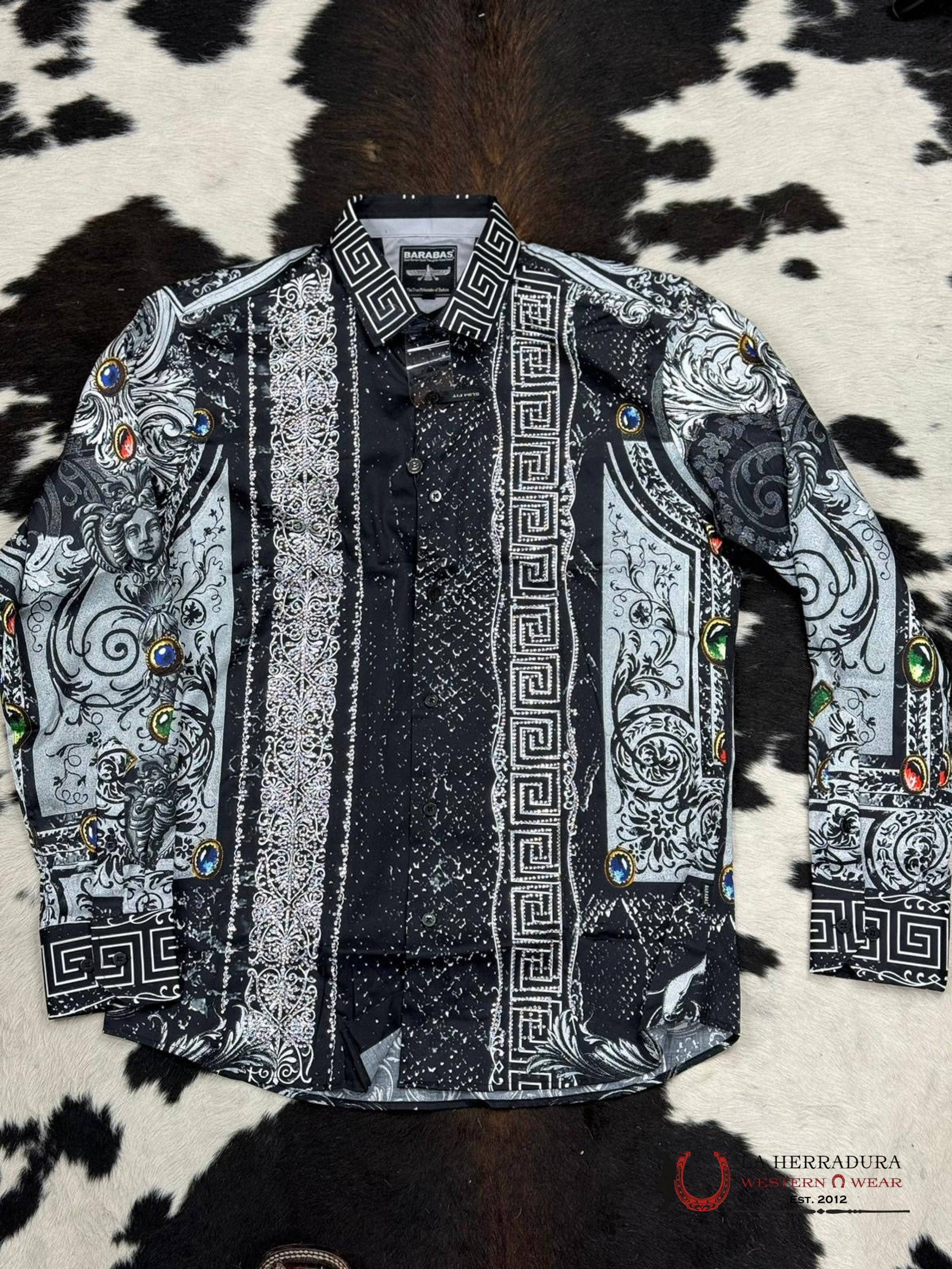 Barabas Pedrería White Joya Long Sleeve Shirt Ropa Hombres