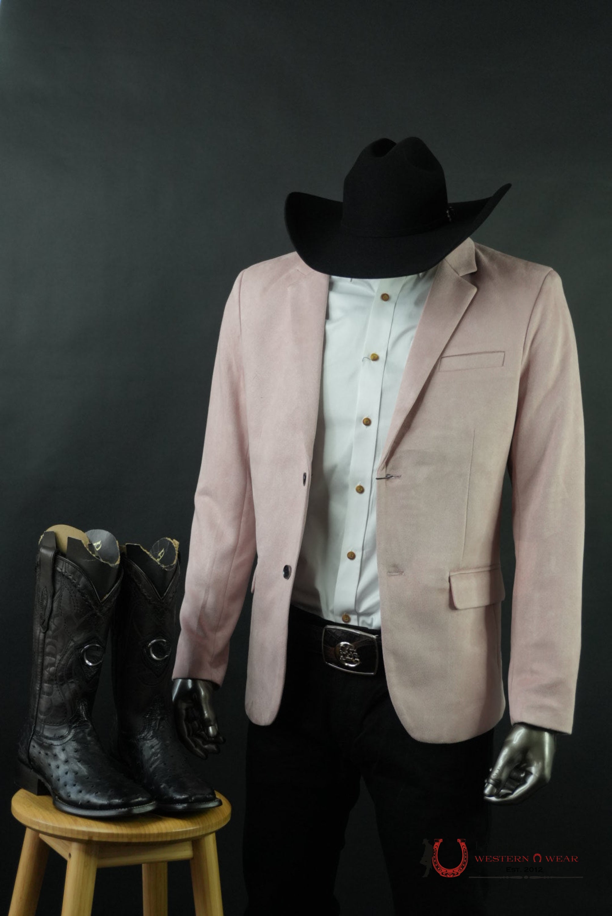 MENS FAUX SAUDE/GAMUZA BLAZER PINK - BLZ10681 ROPA HOMBRES