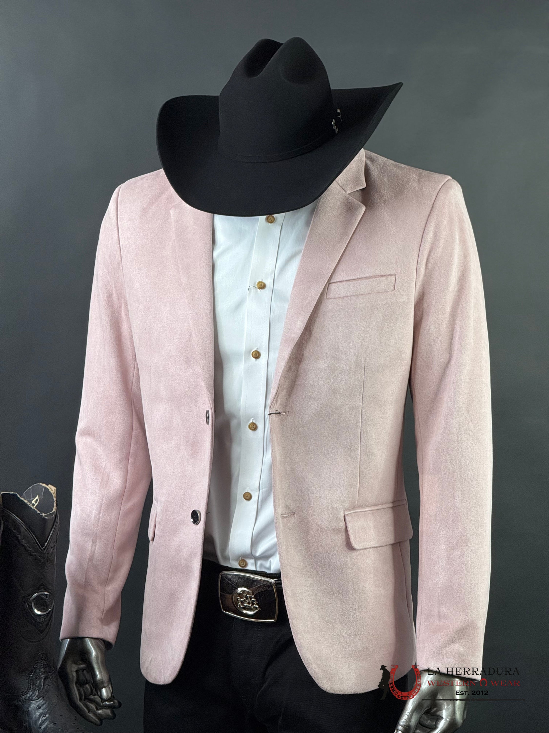 MENS FAUX SAUDE/GAMUZA BLAZER PINK - BLZ10681 ROPA HOMBRES