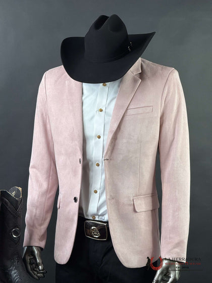 BLAZER DE HOMBRE PLATINI EN PIEL VUELTA/ANTE ROSA - BLZ10681