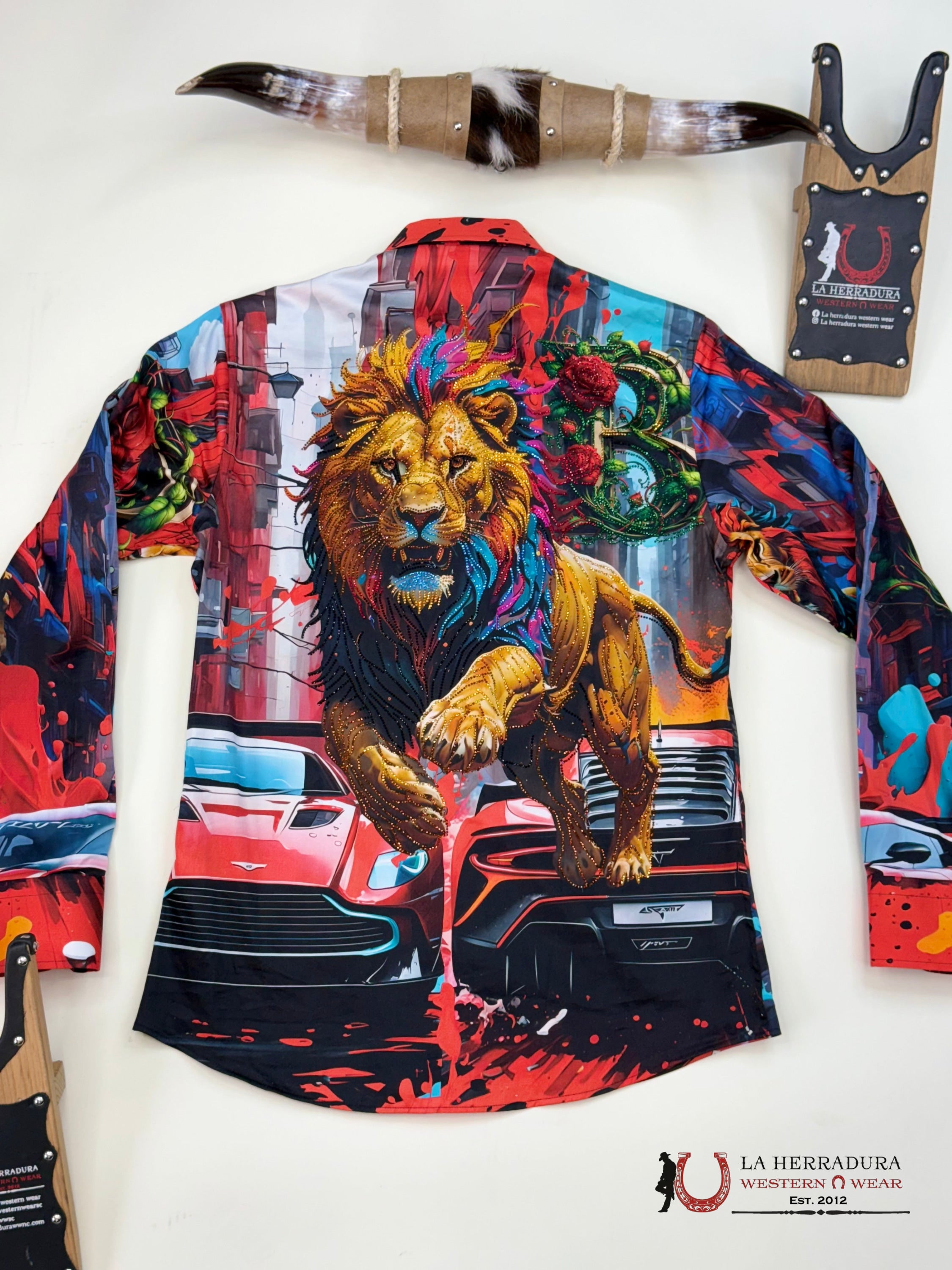 MENS PREDRERIA LION PR05 RED LONG SLEEVE SHIRT-4SPR05 ROPA HOMBRES