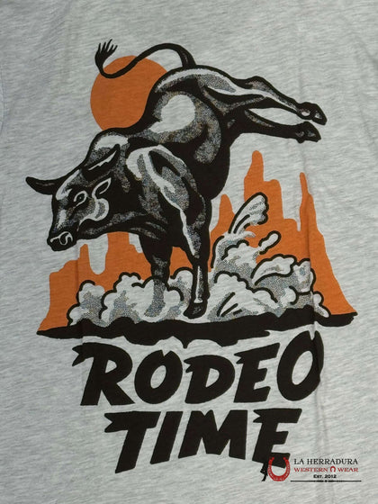 MENS RODEO TIME TSHIRT -BULL LOGO WHITE LONG SLEEVE