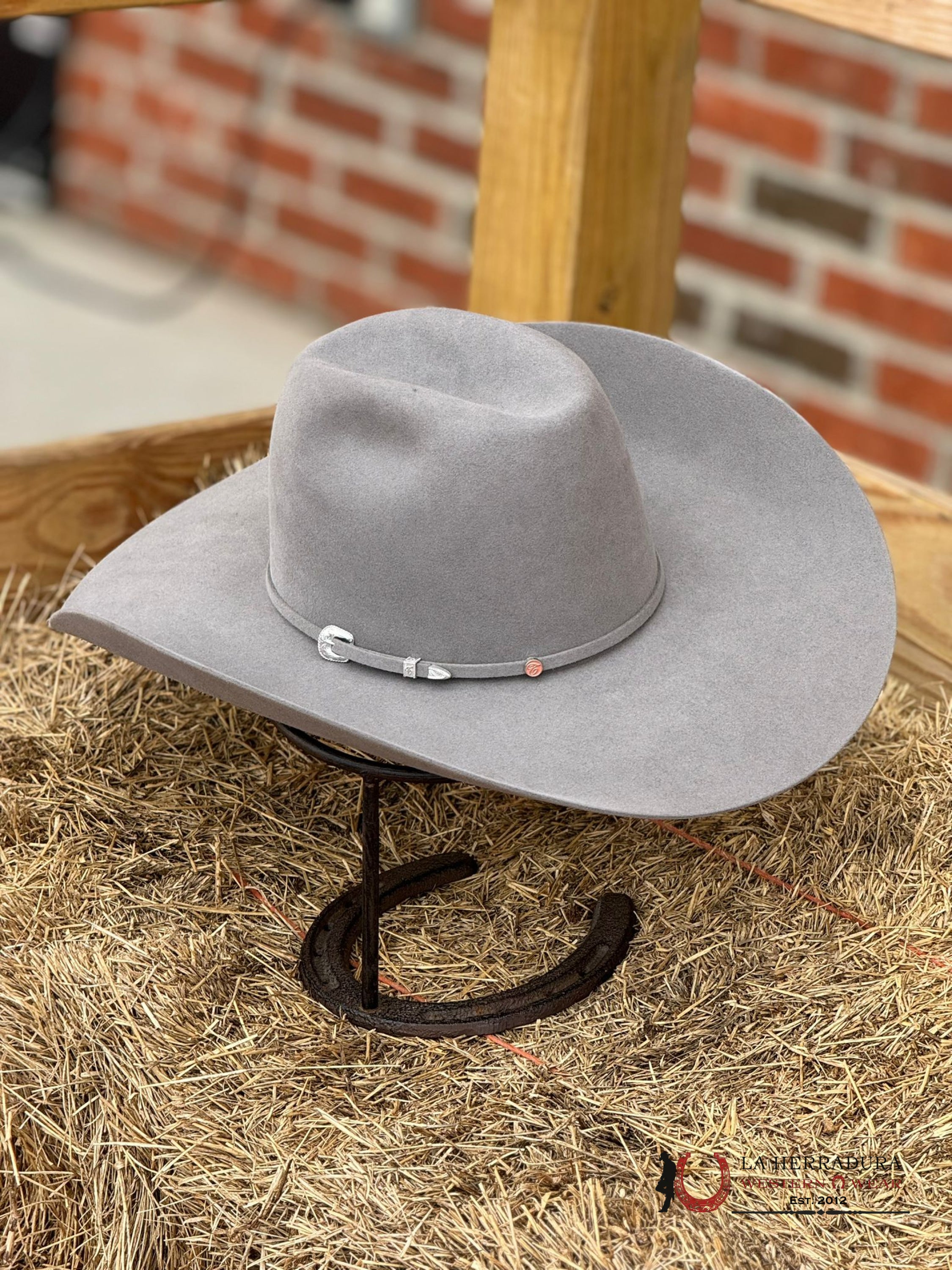 Mens Tacchino Open Crown Felt Hat Mist Grey 30X Tejana