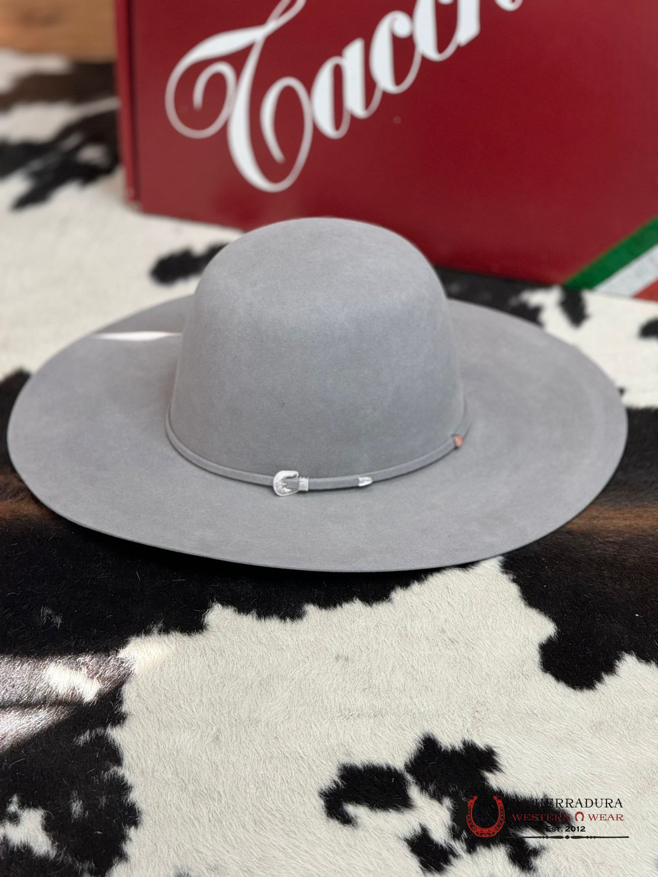 Mens Tacchino Open Crown Felt Hat Mist Grey 30X Tejana