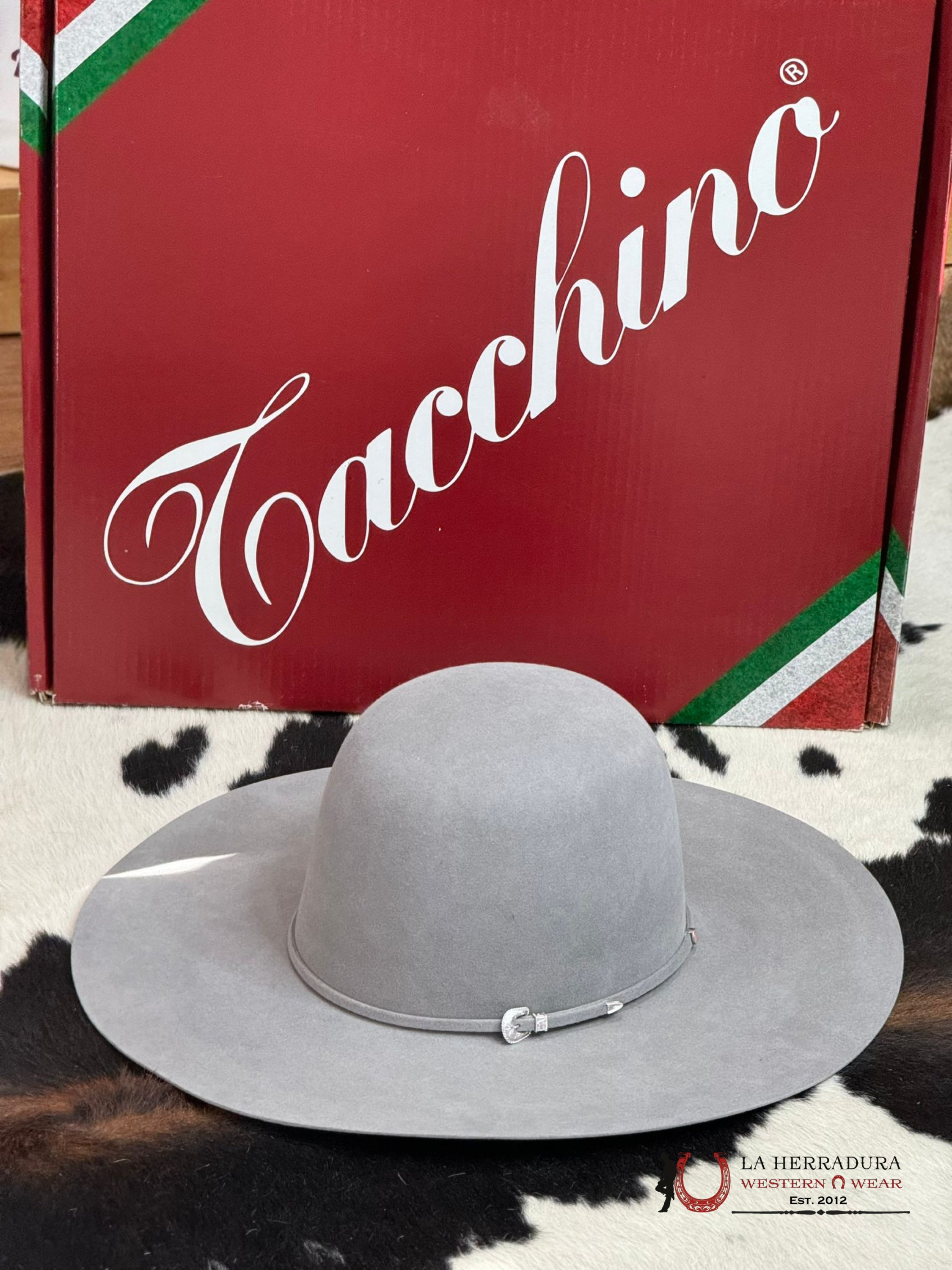 Mens Tacchino Open Crown Felt Hat Mist Grey 30X Tejana