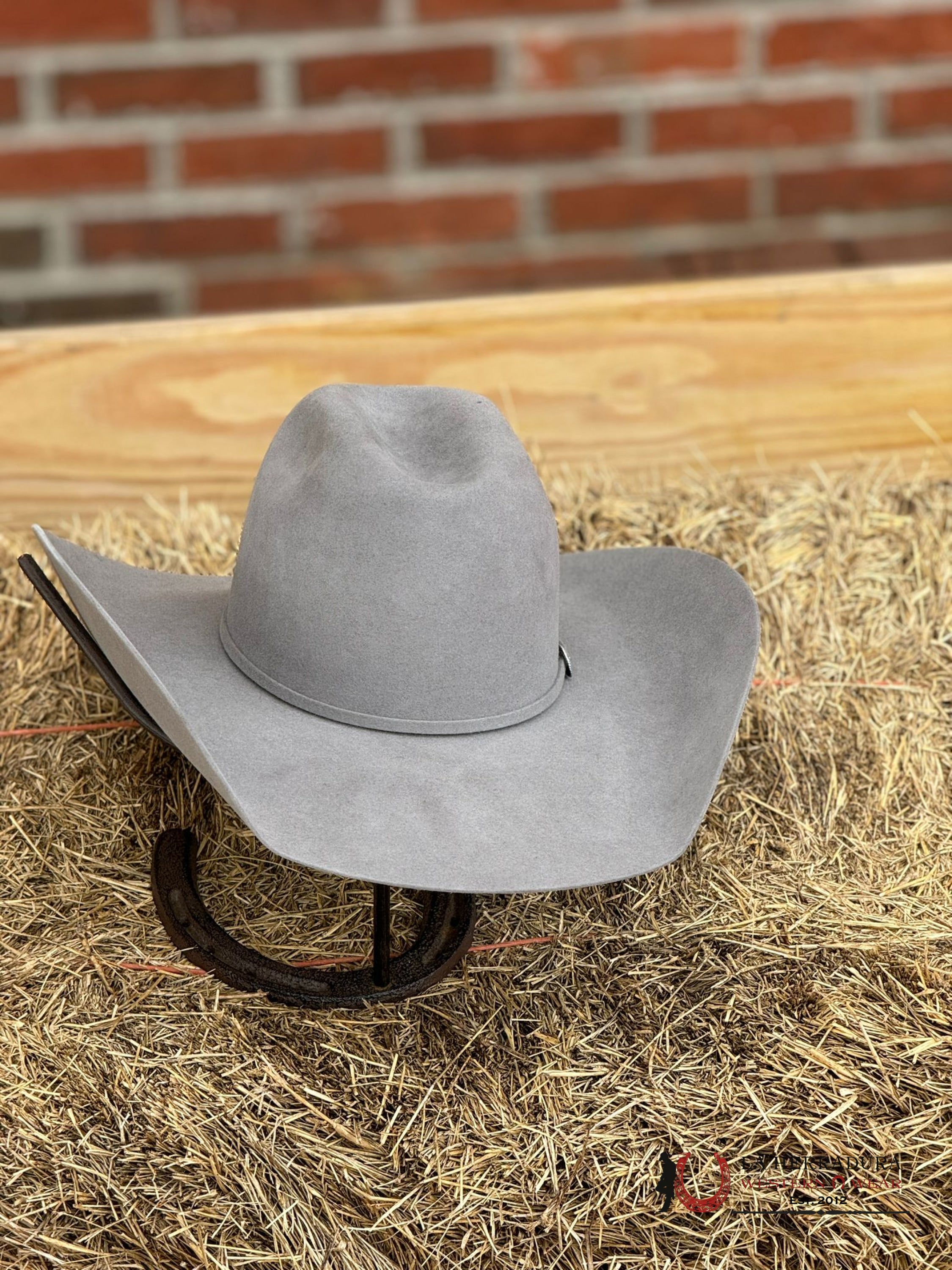 Mens Tacchino Open Crown Felt Hat Mist Grey 30X Tejana