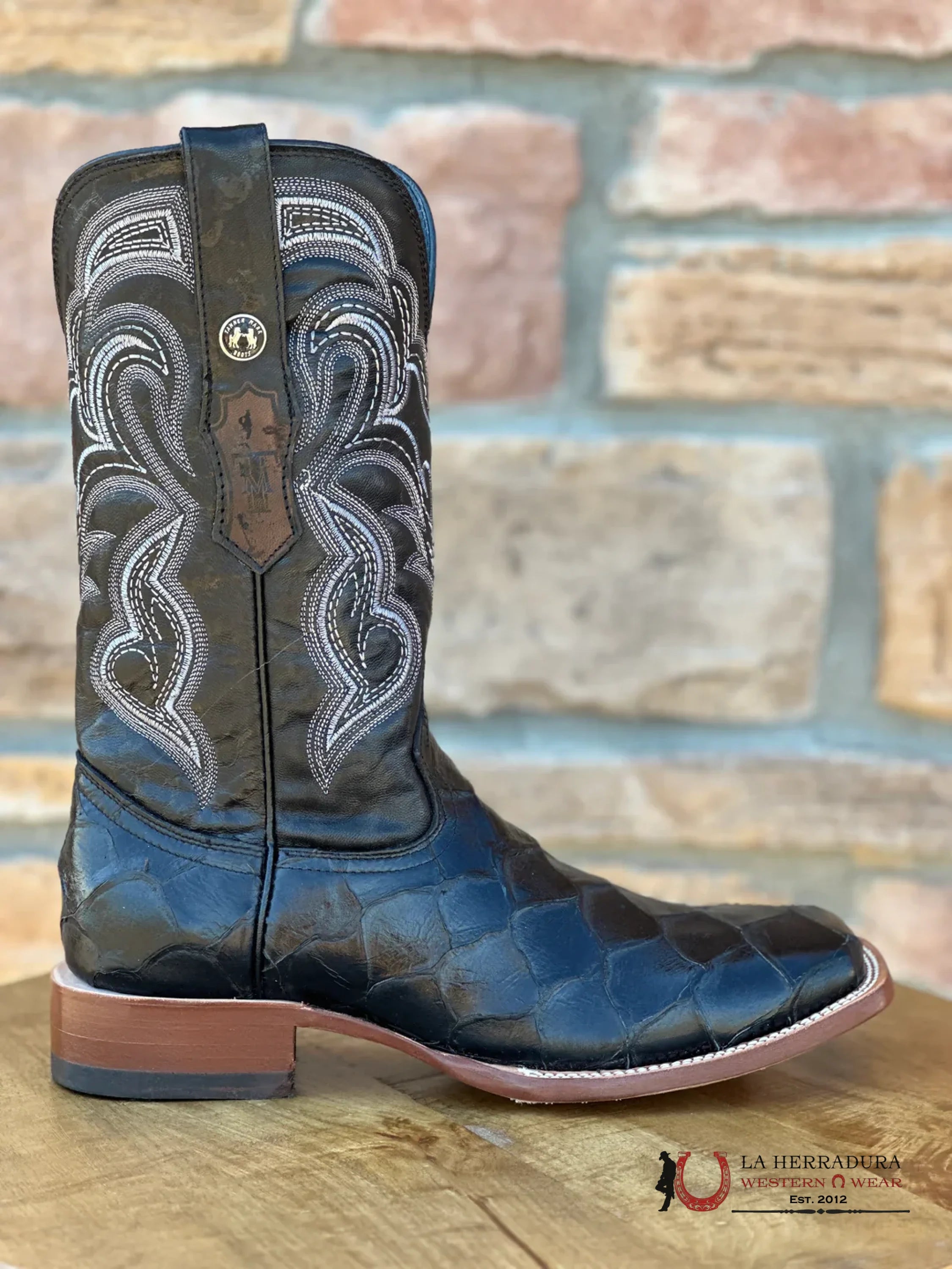 Men’s Tanner Mark Black Fish Print Boots- TM201717 BOTAS HOMBRES