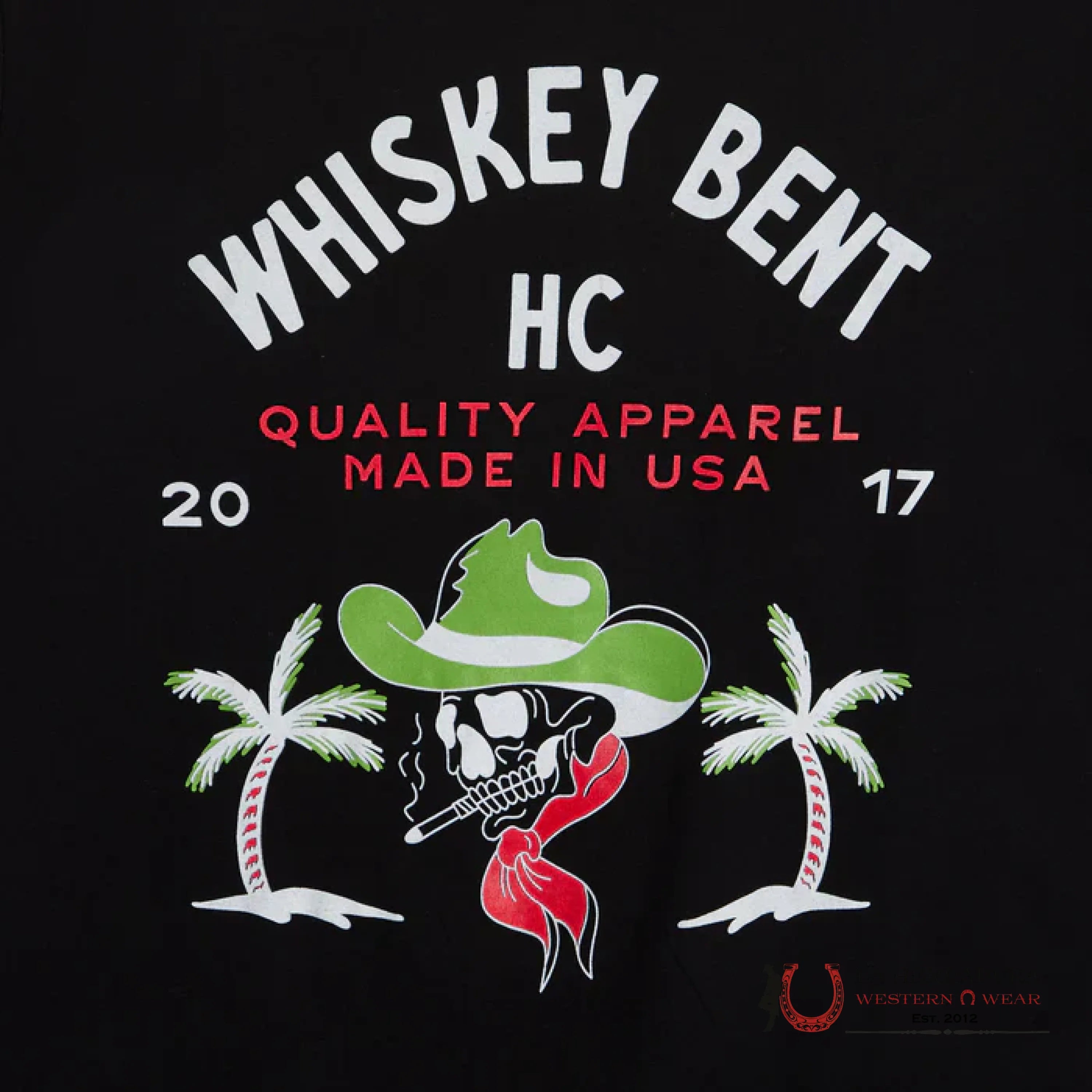 MENS WHISKEY BENT - RANCHER SKULL BLACK TSHIRT ROPA HOMBRES