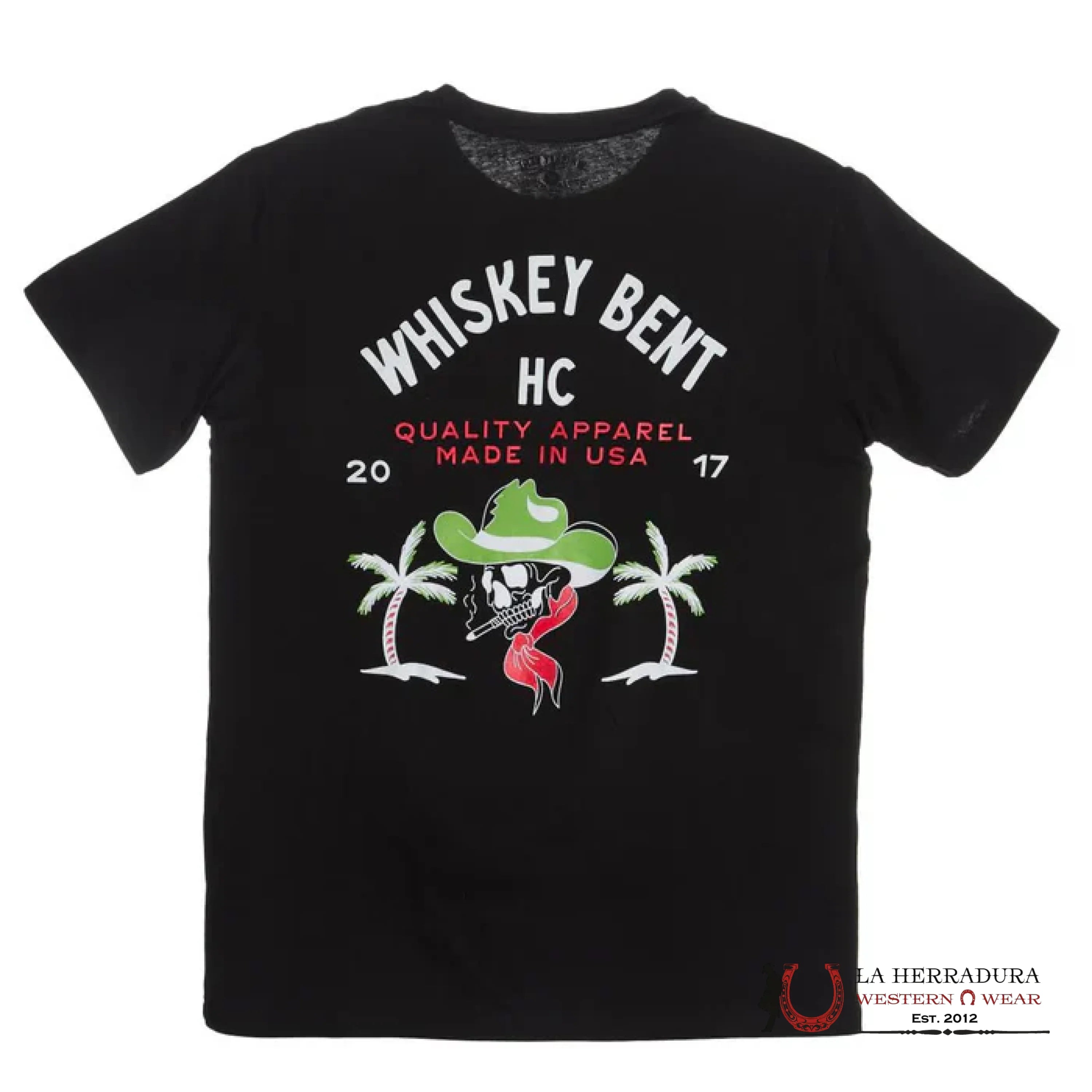 MENS WHISKEY BENT - RANCHER SKULL BLACK TSHIRT ROPA HOMBRES