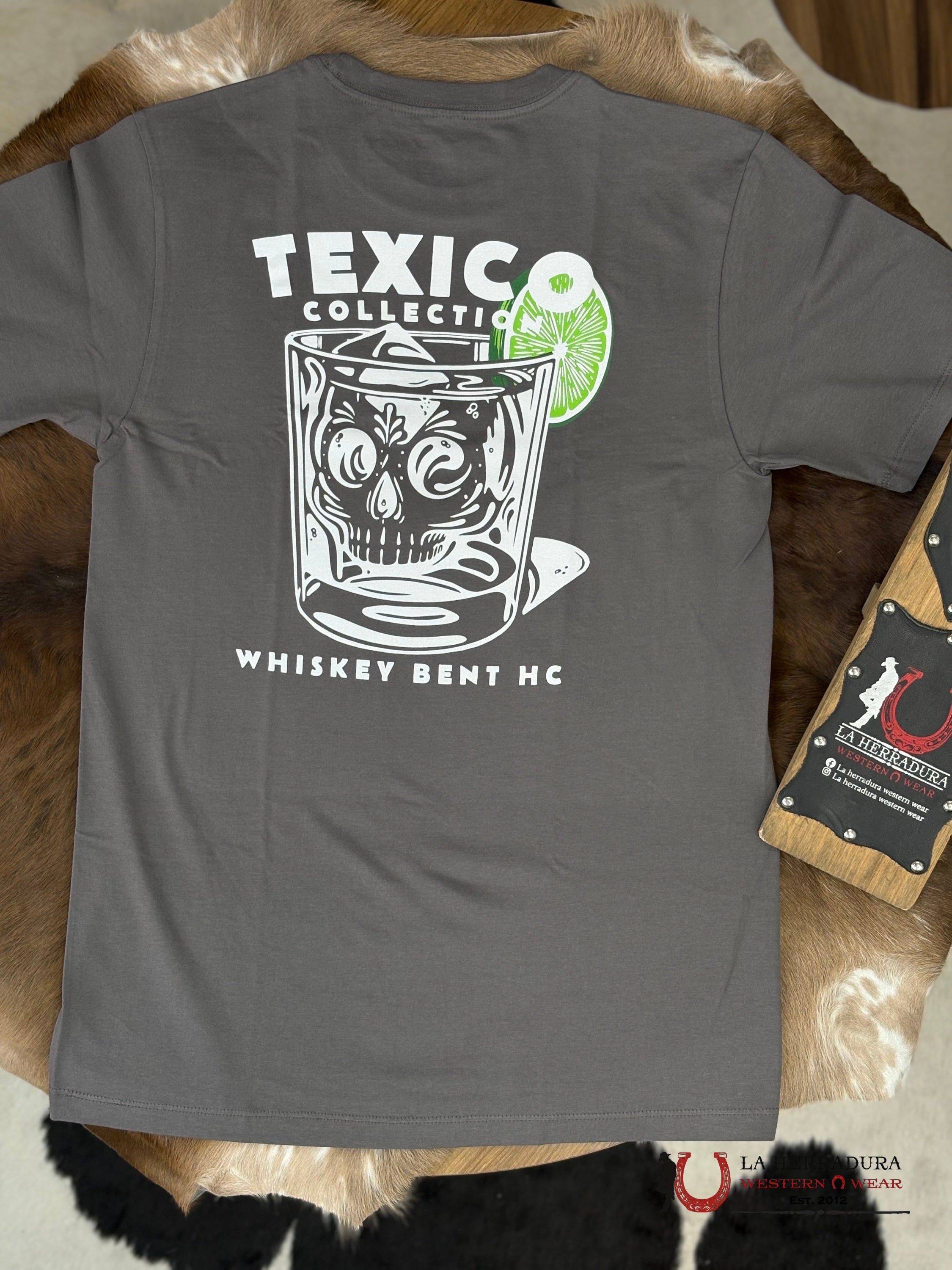 MENS WHISKEY BENT -TEXICO COLLECTION GREY T-SHIRT ROPA HOMBRES