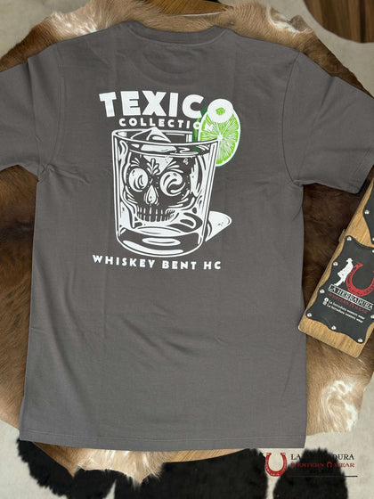 MENS WHISKEY BENT -TEXICO COLLECTION GREY T-SHIRT
