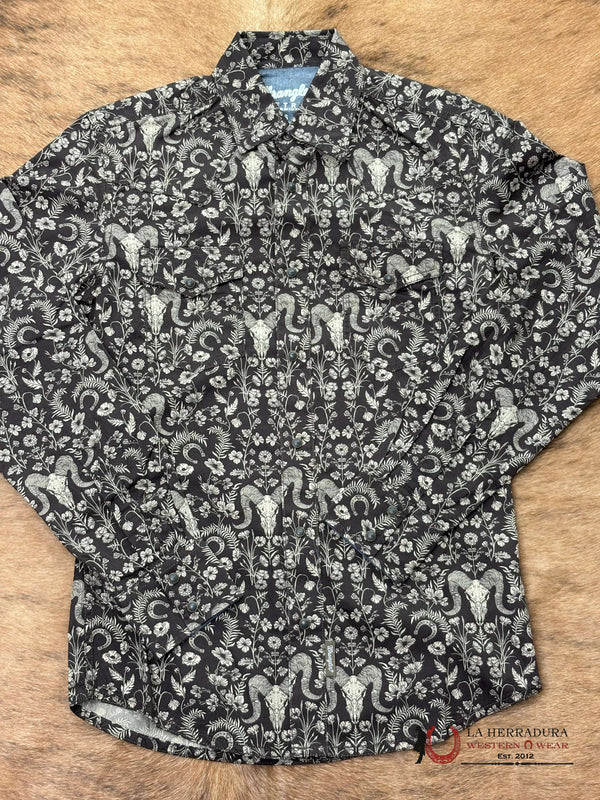 CAMISA DE HOMBRE DE MANGA LARGA WRANGLER MARRÓN CUERNOS LARGOS - 112368220