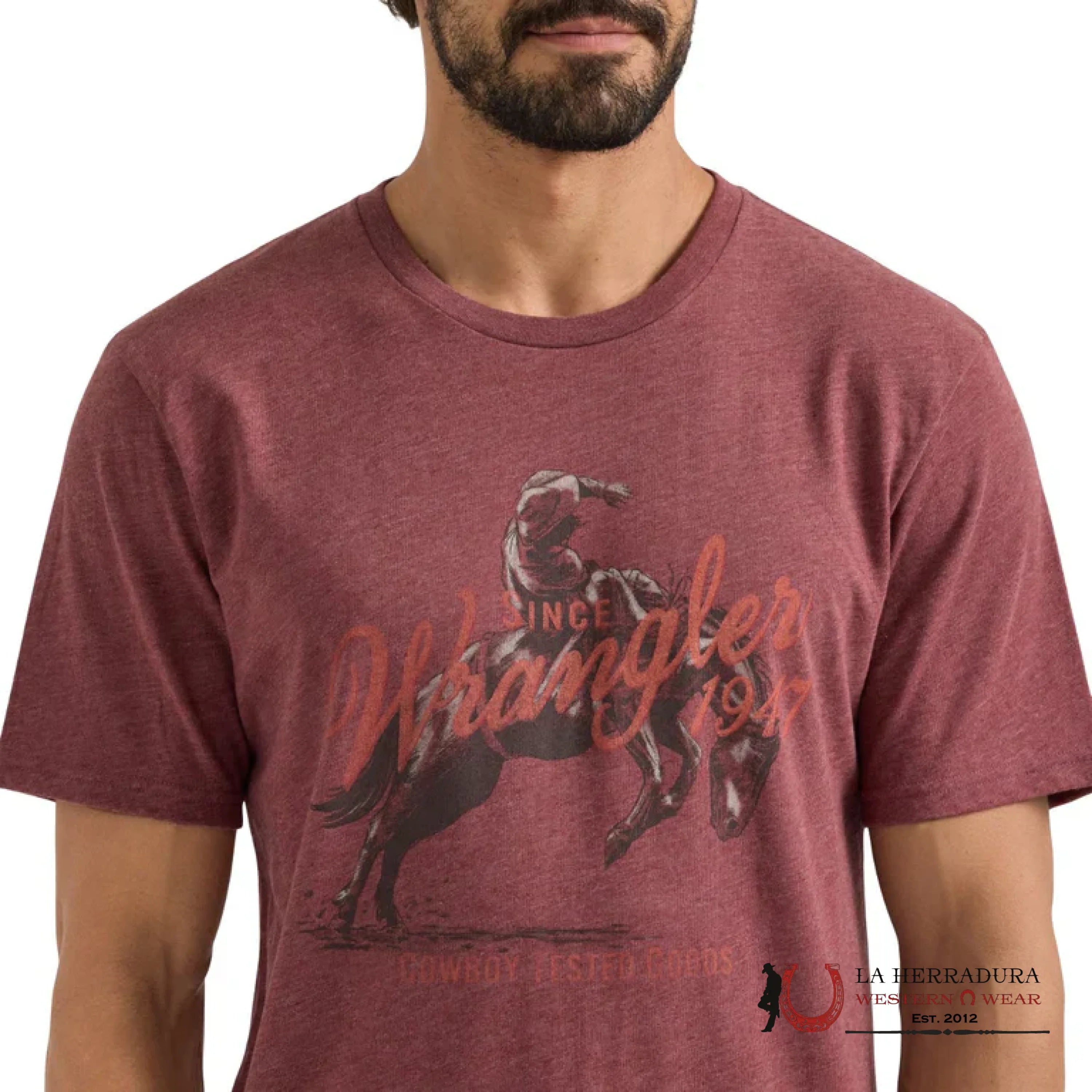 MEN’S WRANGLER Bucking Horse Burgundy T-Shirt 112350041 ROPA HOMBRES