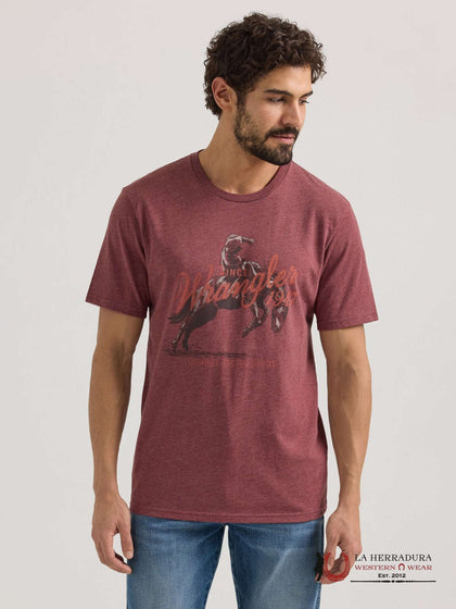 MEN'S WRANGLER BUCKING HORSE BURGUNDY T-SHIRT 112350041