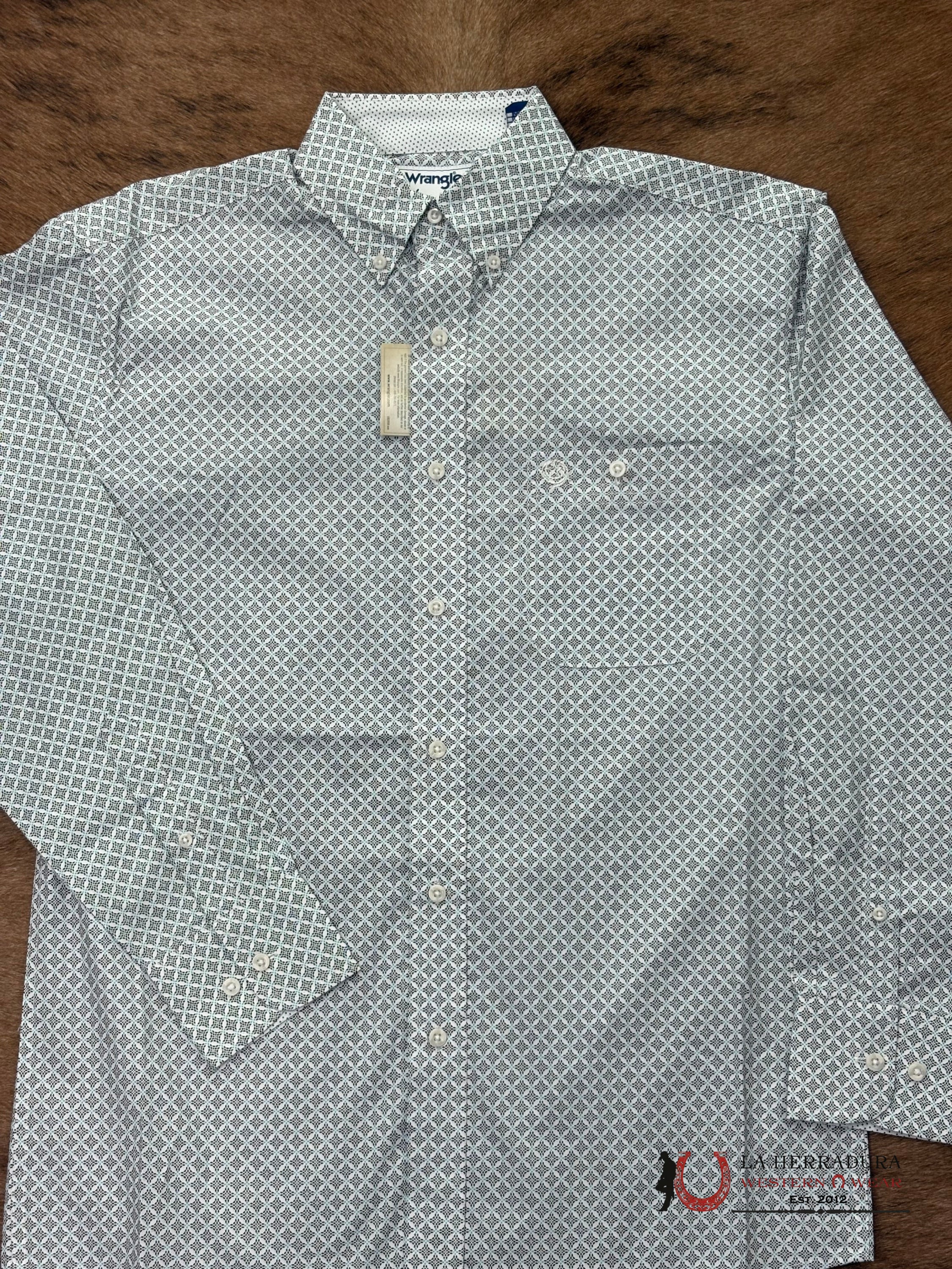MEN’S WRANGLER GEORGE STRAIT WHITE/BABY BLUE RELAXED/STRETCH FIT- 112368201 ROPA HOMBRES