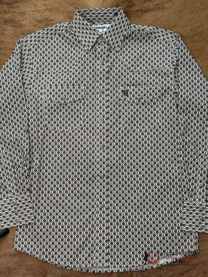 MEN'S WRANGLER GEORGE STRAIT WHITE/BROWN RELAX/STRETCH FIT- 112368211
