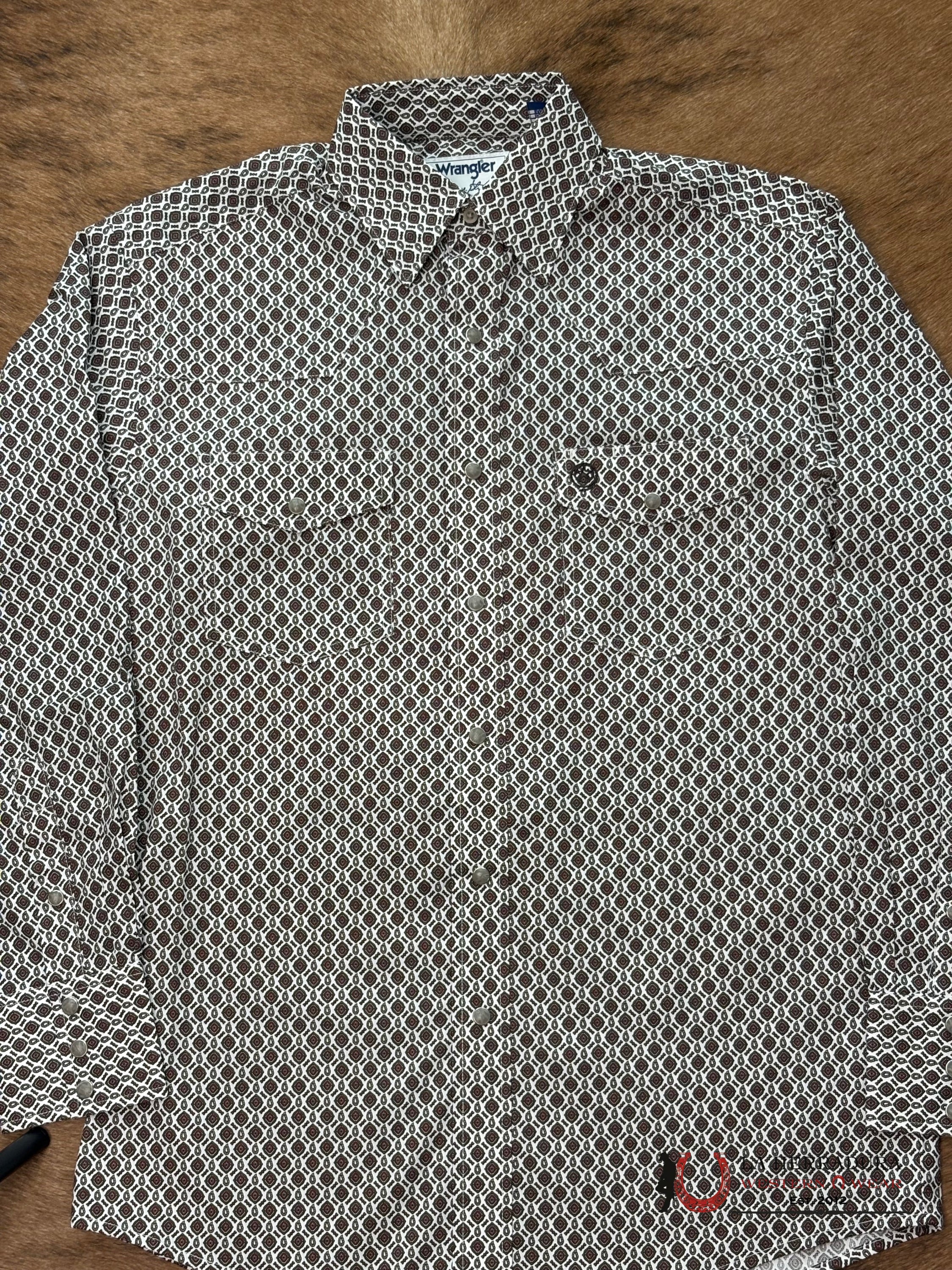 MEN’S WRANGLER GEORGE STRAIT WHITE/BROWN RELAX/STRETCH FIT- 112368211 ROPA HOMBRES