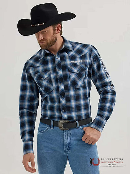 MEN'S WRANGLER LOGO LONG SLEEVE BUTTON-DOWN PLAID SHIRT - 112355384