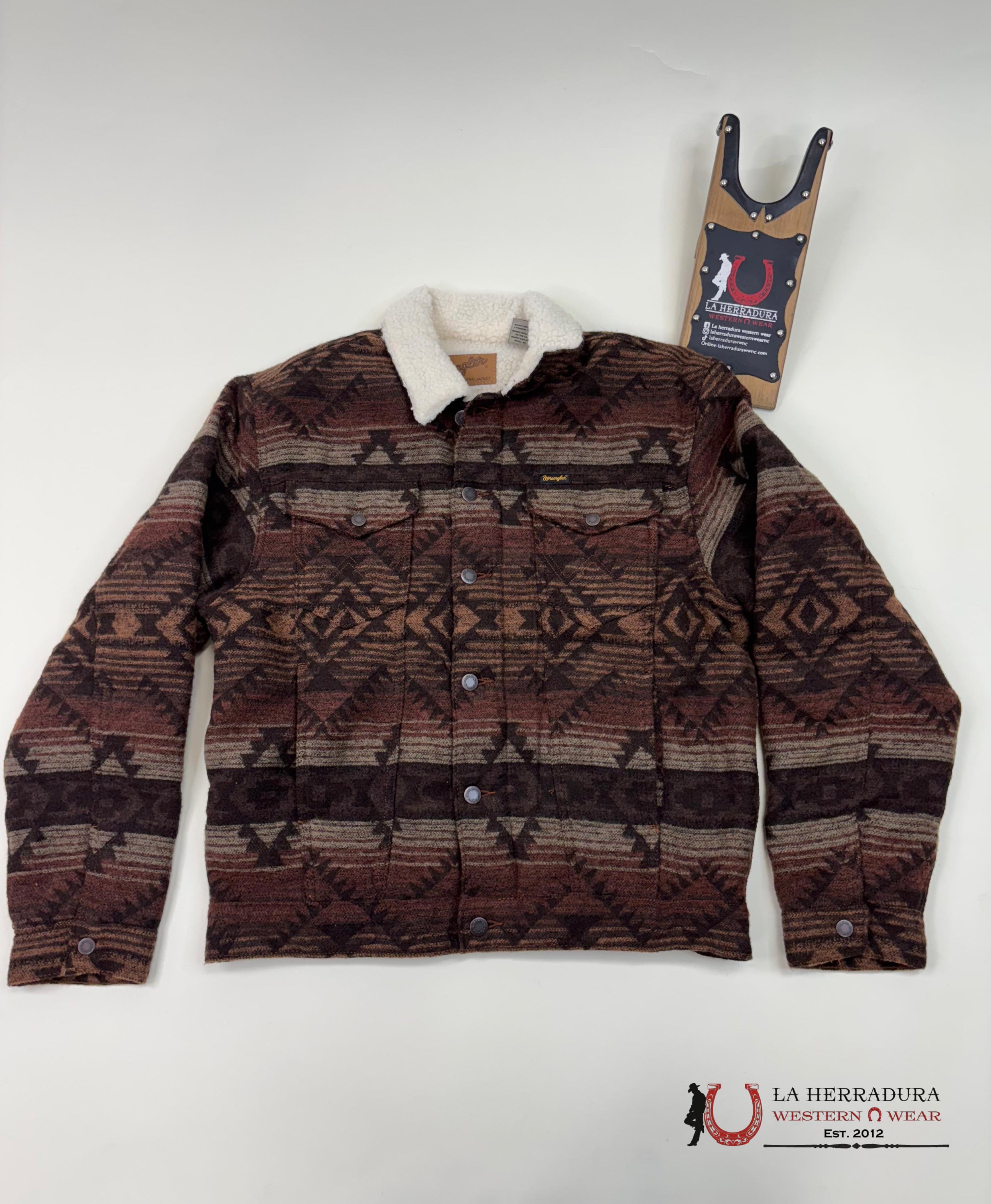 Men’s Wrangler Sherpa Lined Jacquard Print Jacket In Canyon Vibe Ropa Hombres