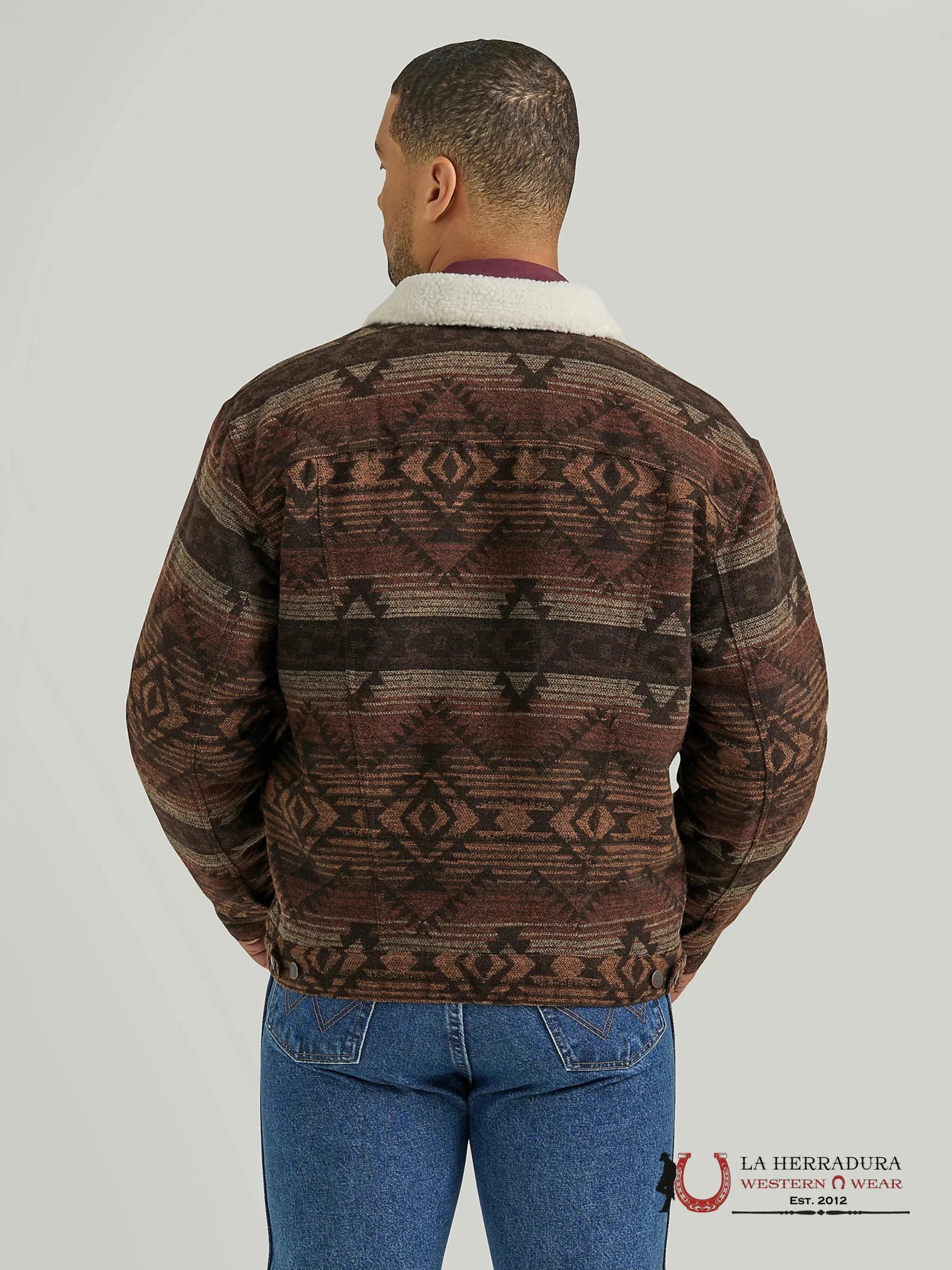 Men’s Wrangler Sherpa Lined Jacquard Print Jacket In Canyon Vibe Ropa Hombres