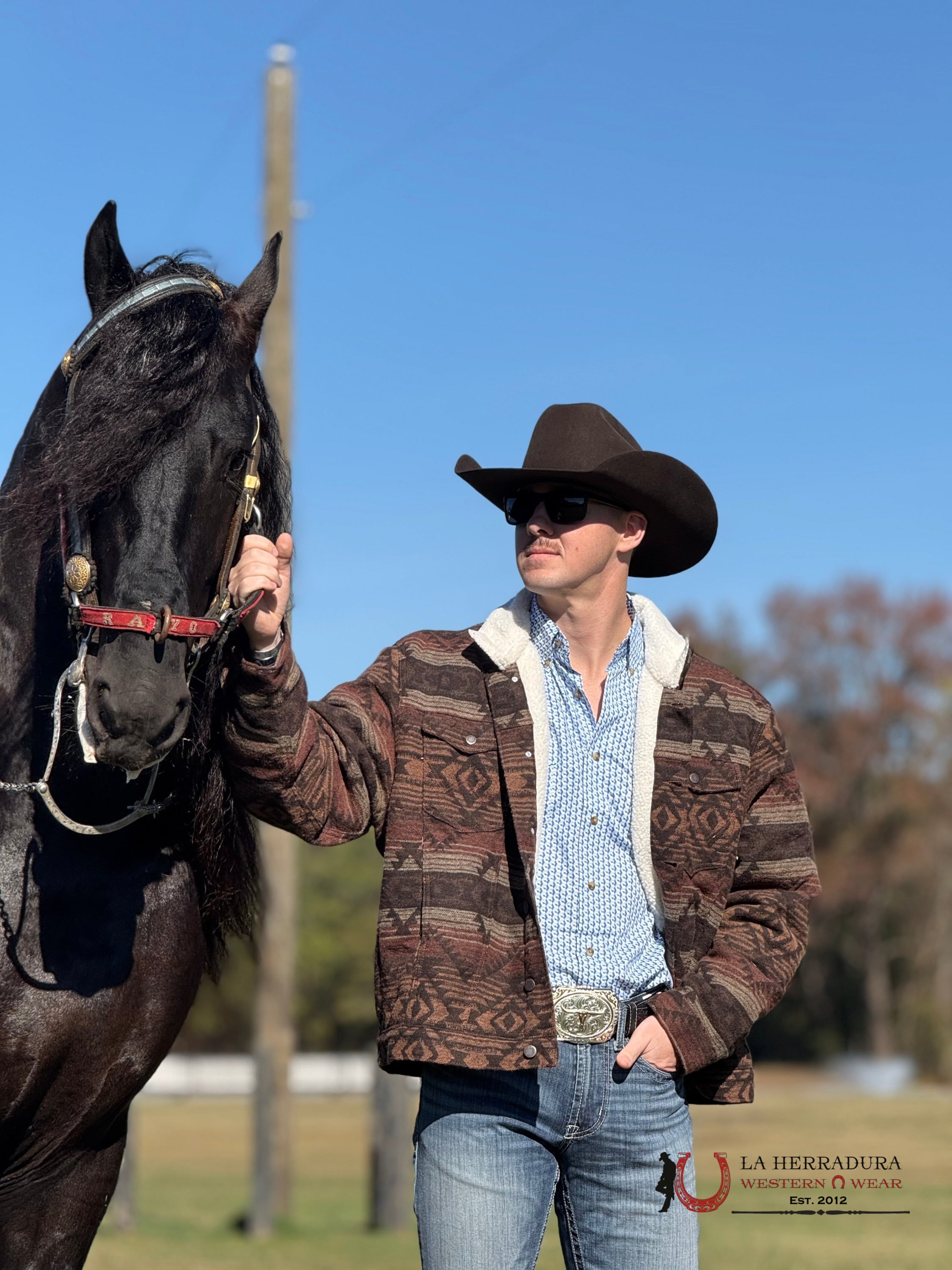 Men’s Wrangler Sherpa Lined Jacquard Print Jacket In Canyon Vibe Ropa Hombres