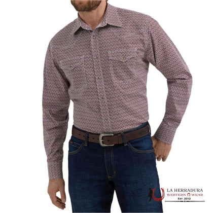 MENS WRANGLER SHIRT CLASSIC FIT BURGUNDY -112356522