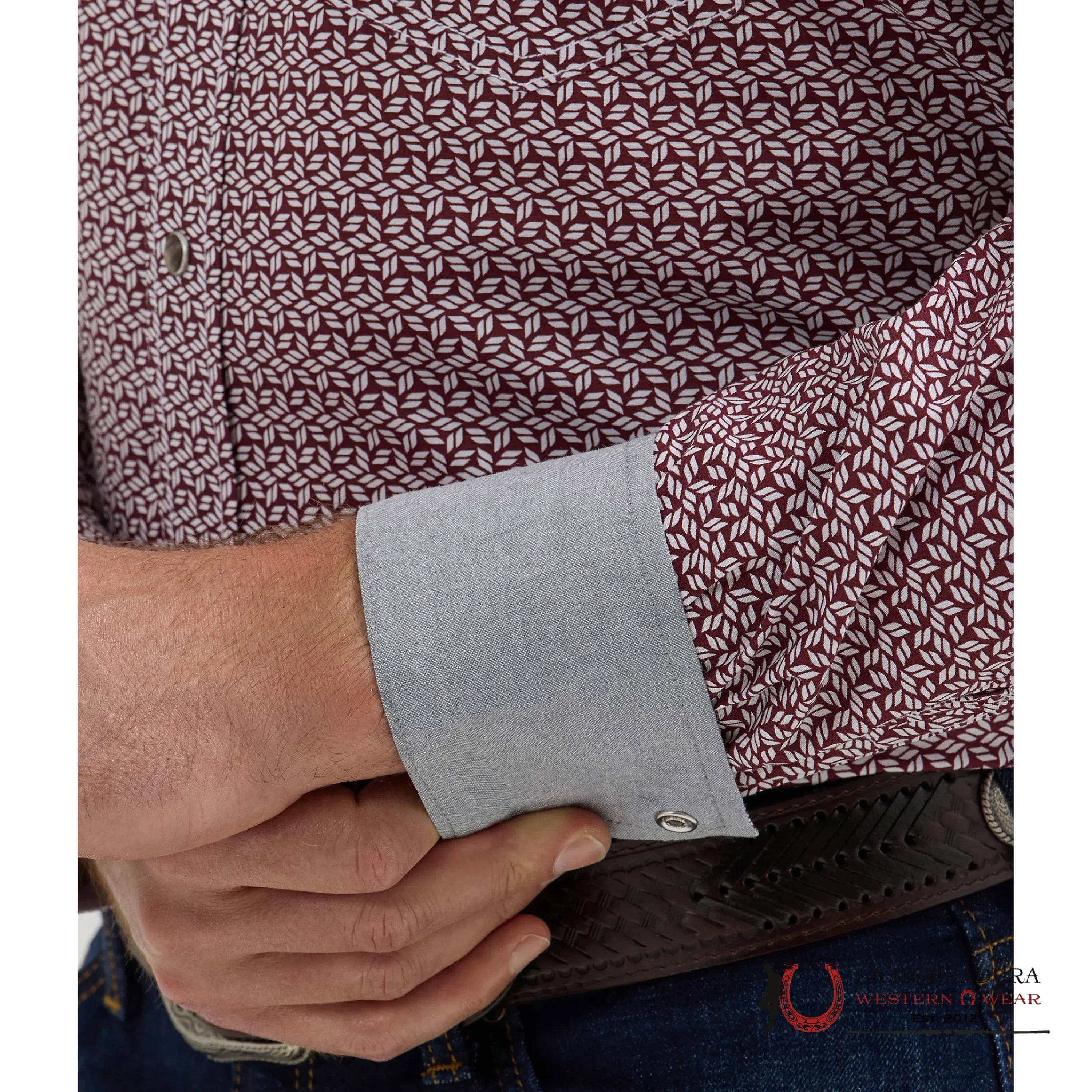 MENS WRANGLER SHIRT CLASSIC FIT BURGUNDY 6522 ROPA HOMBRES