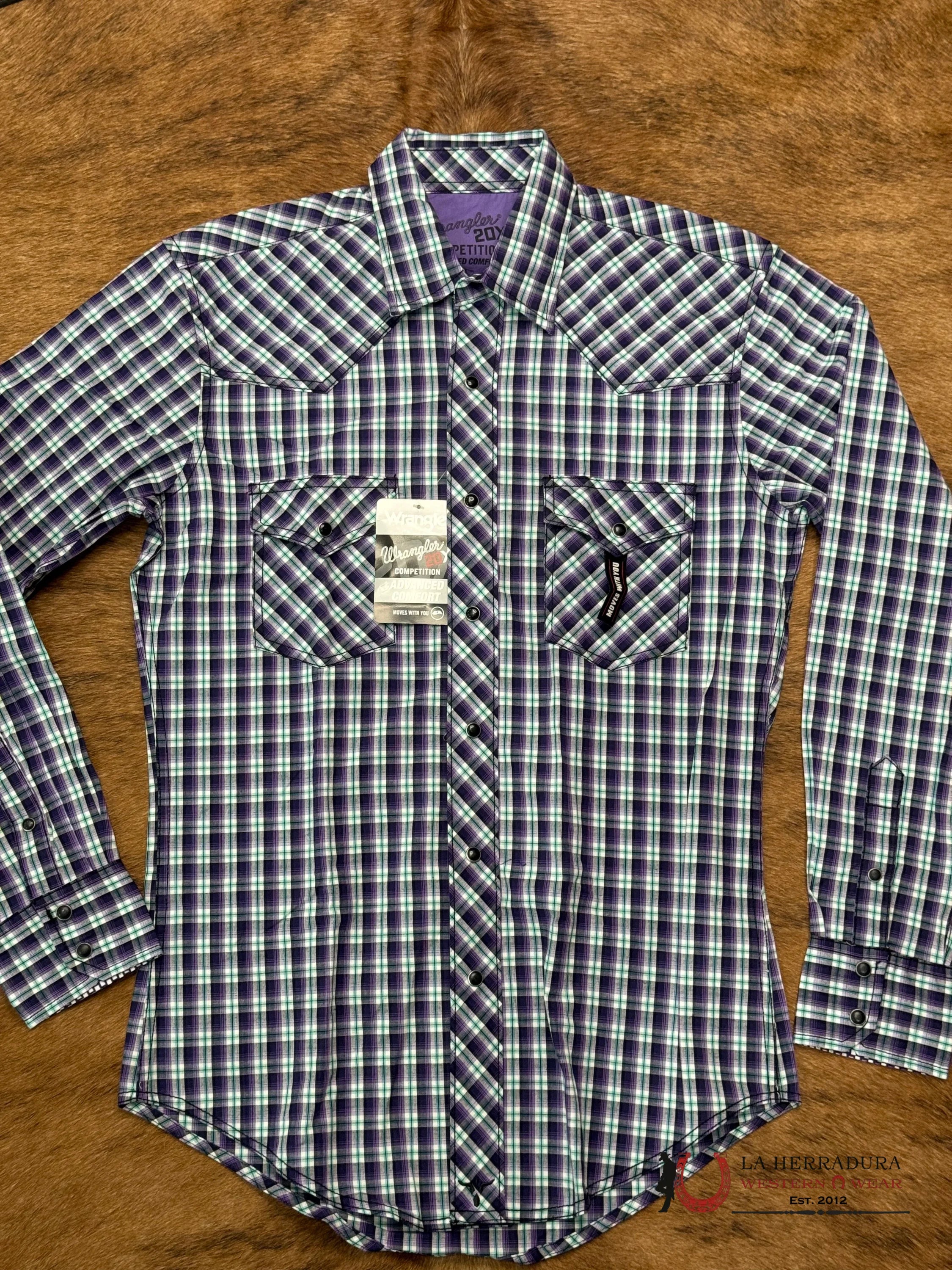 MENS WRANGLER SHIRT CUADROS PURPLE MJC342P ROPA HOMBRES