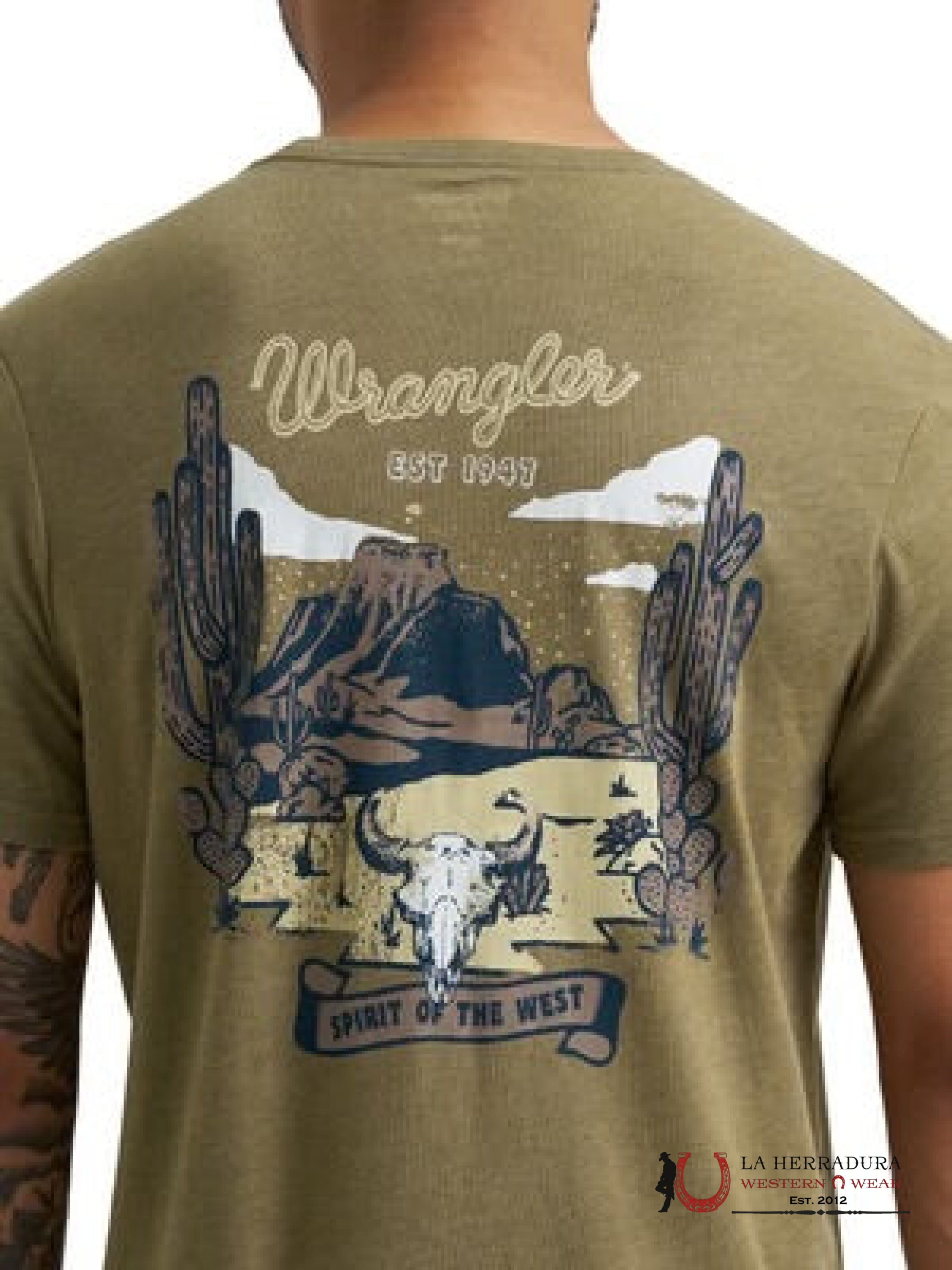 MEN’S WRANGLER SHIRT GREEN WITH PRINT ON THE BACK 112365651 ROPA HOMBRES