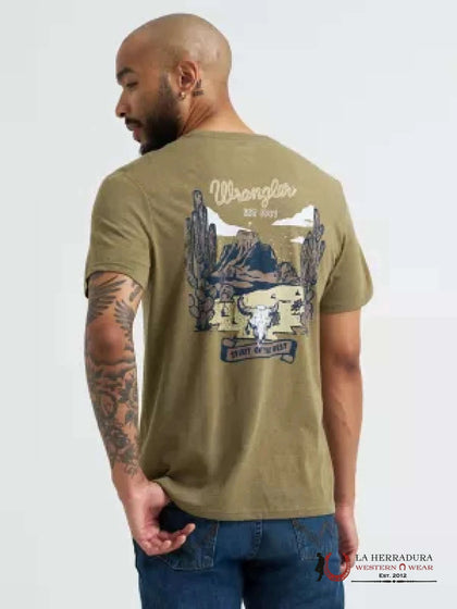 MEN'S WRANGLER SHIRT GREEN WITH PRINT ON THE BACK 112365651
