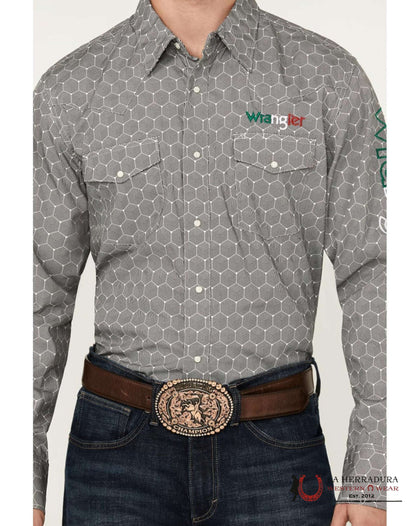 MENS WRANGLER SHIRT GREY MEXICO LONG SLEEVE 112344430
