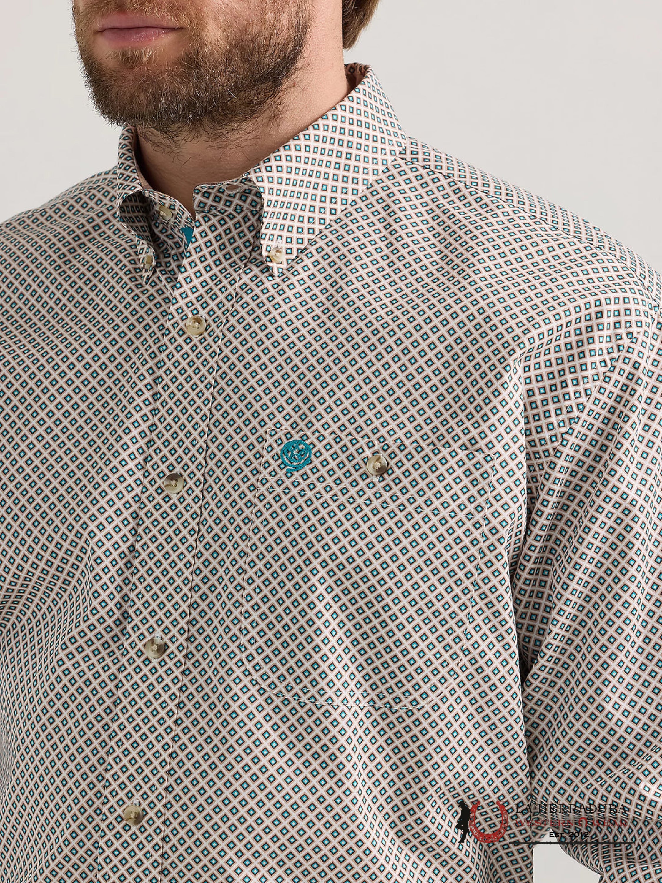 MENS WRANGLER SHIRT RELAXED FIT BROWN/GREEN 2714 ROPA HOMBRES