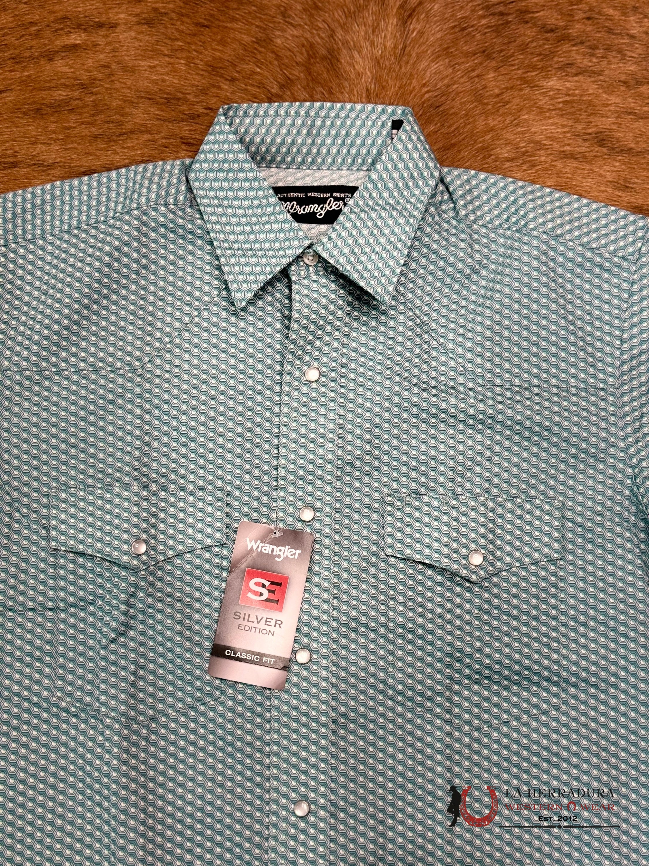 MENS WRANGLER SHIRT ROMBOS TEAL LONG SLEEVE 112314636 ROPA HOMBRES