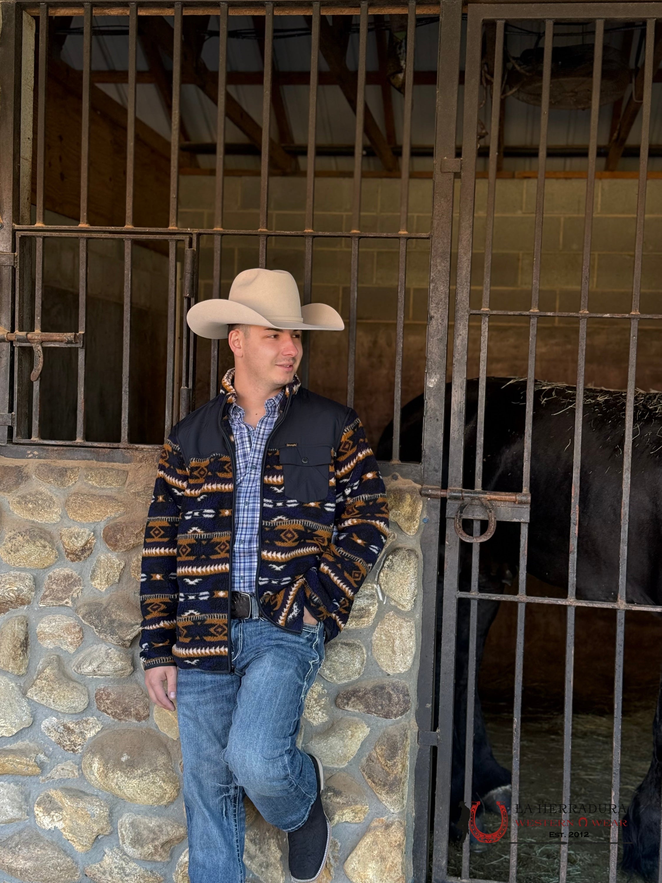 MEN'S WRANGLER ZIP FRONT LIGHTWEIGHT RIPSTOP YOKE SHERPA JACKET 112352