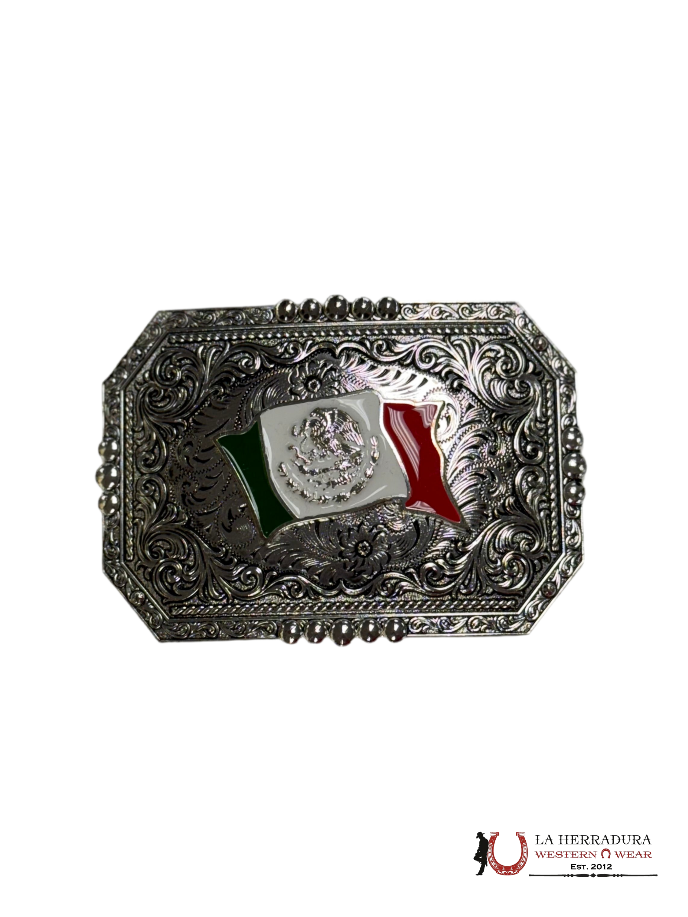 MEXICO FLAG SILVER SQUARE BUCKLE ACCESORIOS