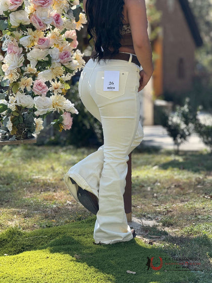 PANTALONES VAQUEROS BEIGE MICA PARA MUJER